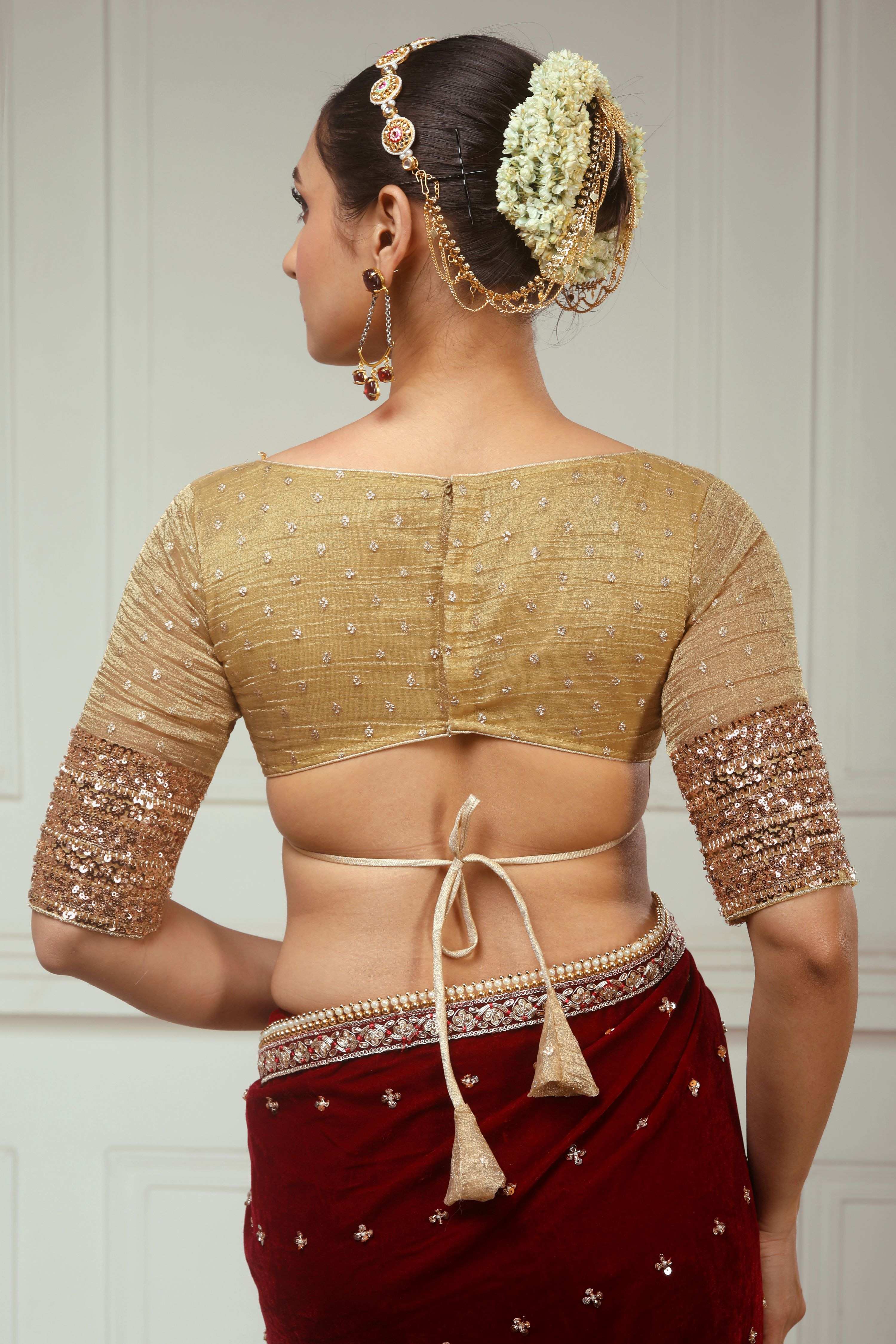 GARNET GRANDEUR SAREE WITH SUNKISSED DESIRE BLOUSE