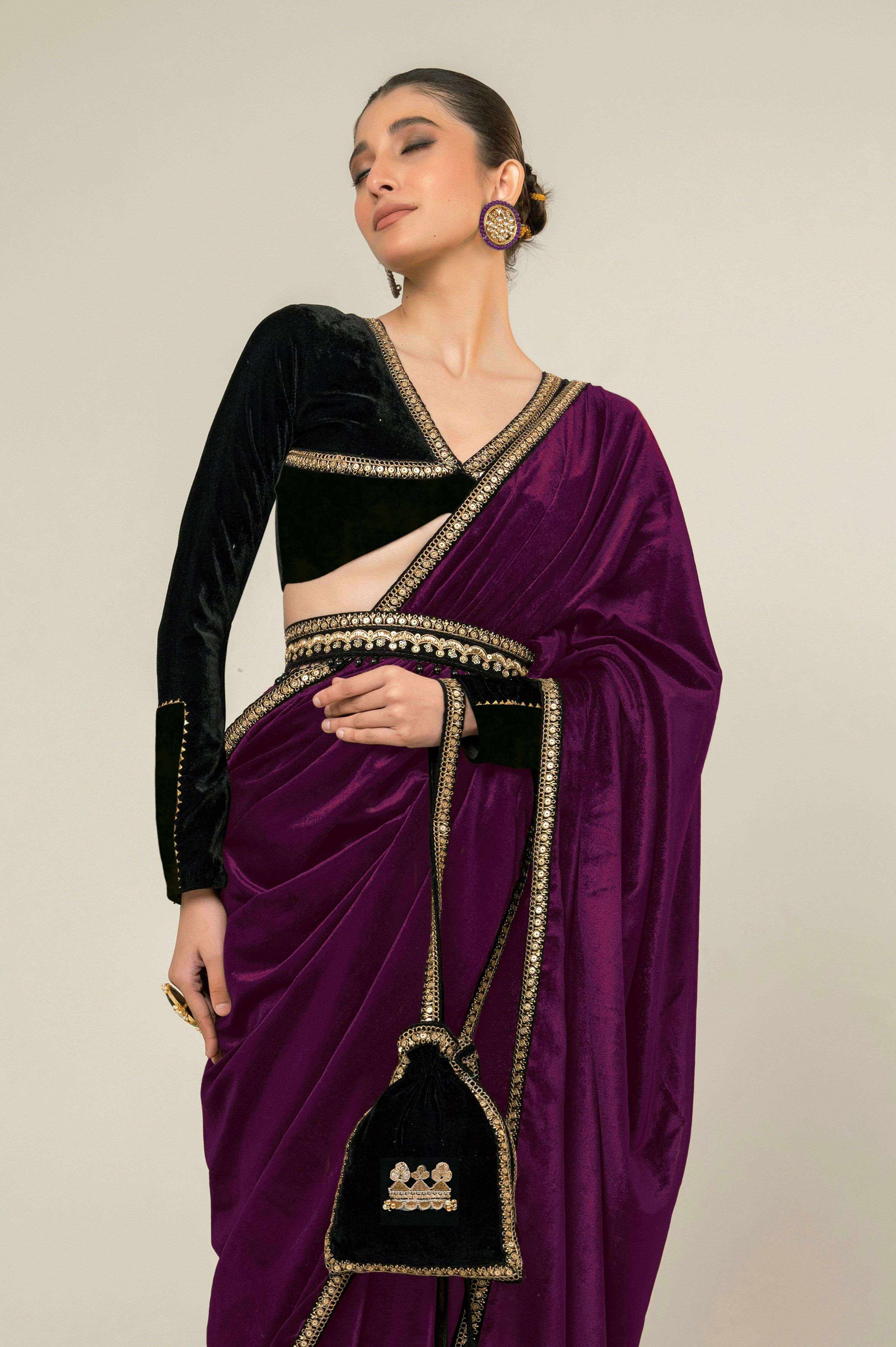CROWN CHARM SAREE WITH MIDNIGHT CHARM BLOUSE