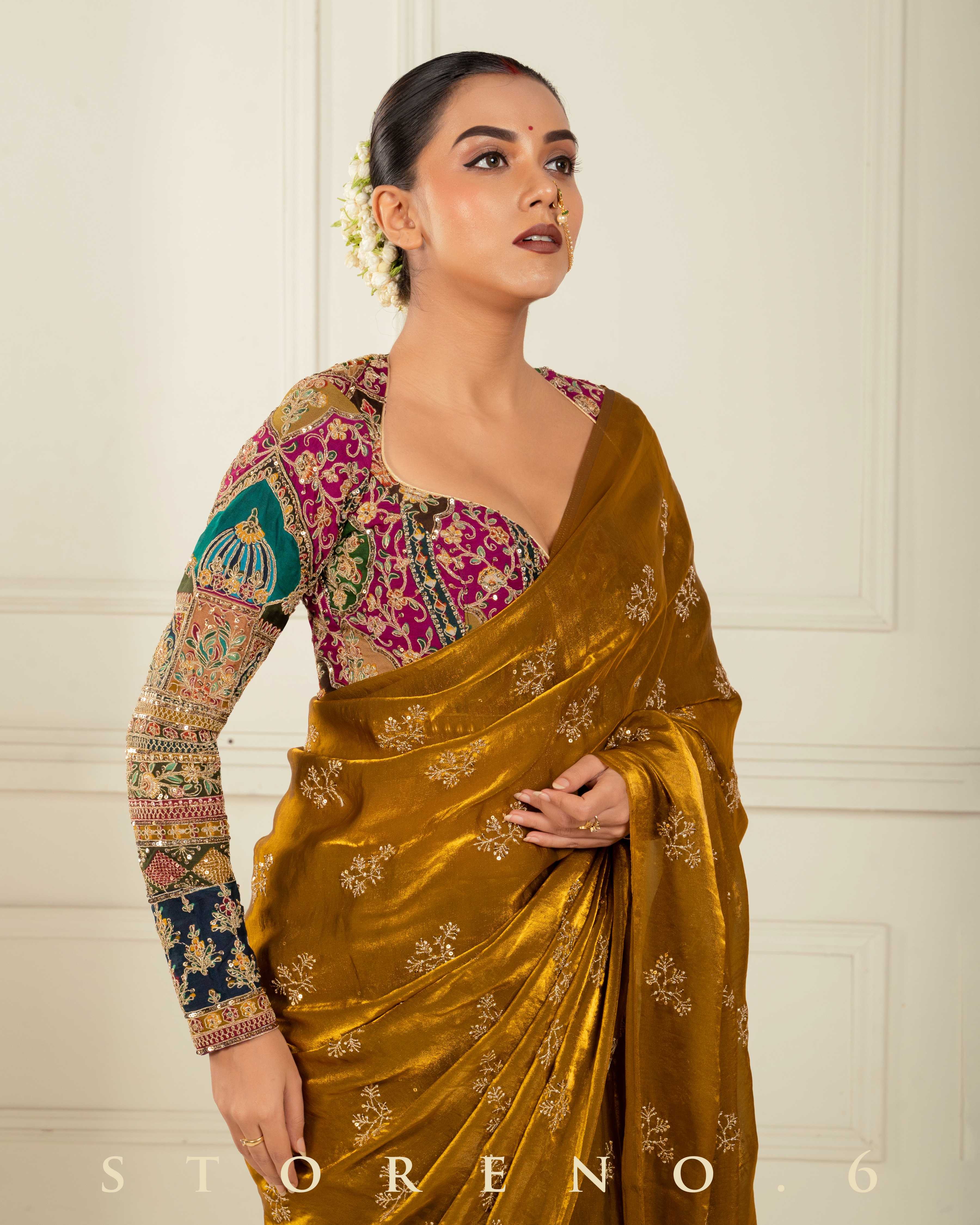 GOLDEN GLORY SAREE WITH COUTURE CHARM BLOUSE