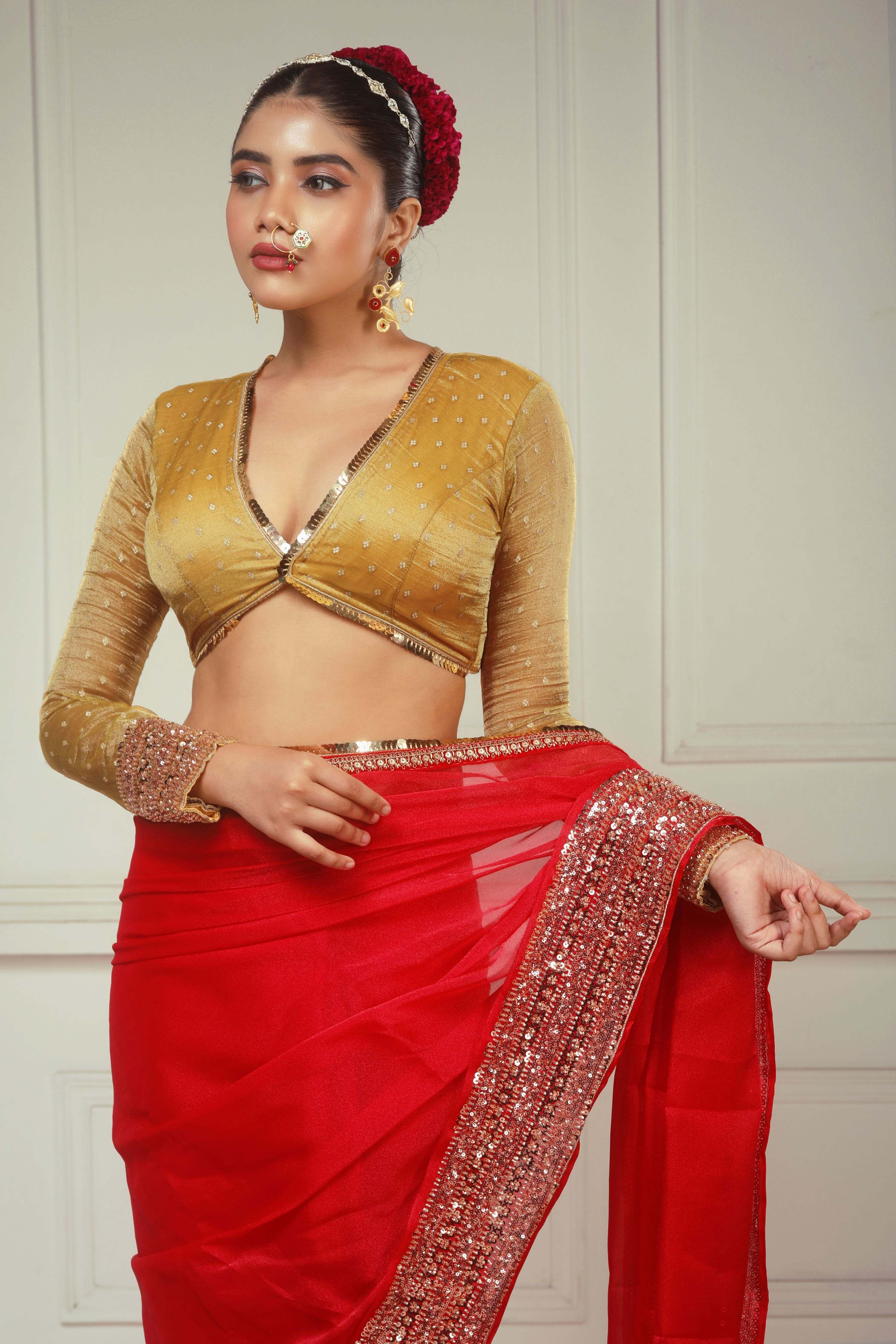 CRIMSON DESIRE SAREE WITH ROYAL DESIRE BLOUSE