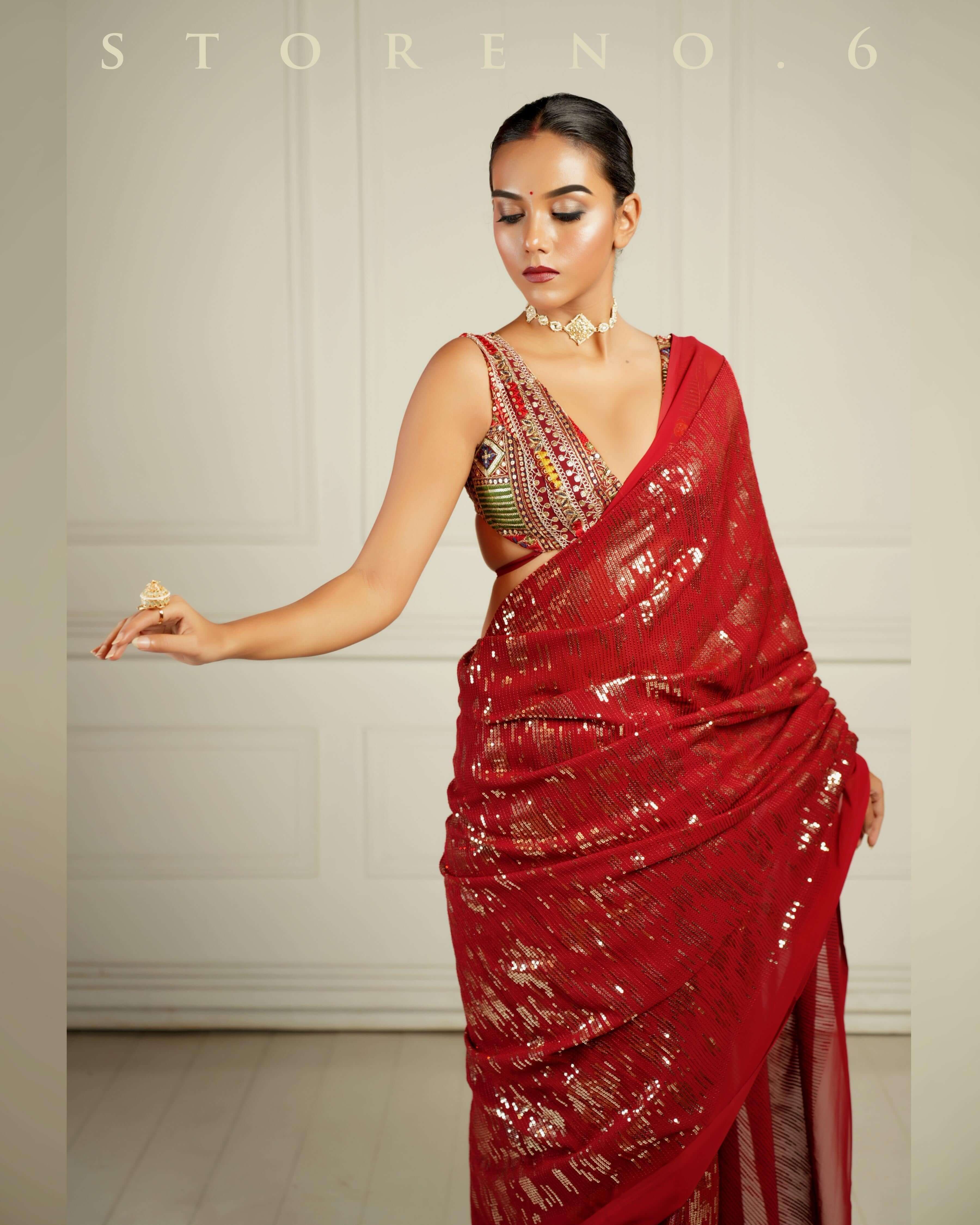 RUBY MARTINI COCKTAIL SAREE WITH SASS OF BERRY BLOUSE.