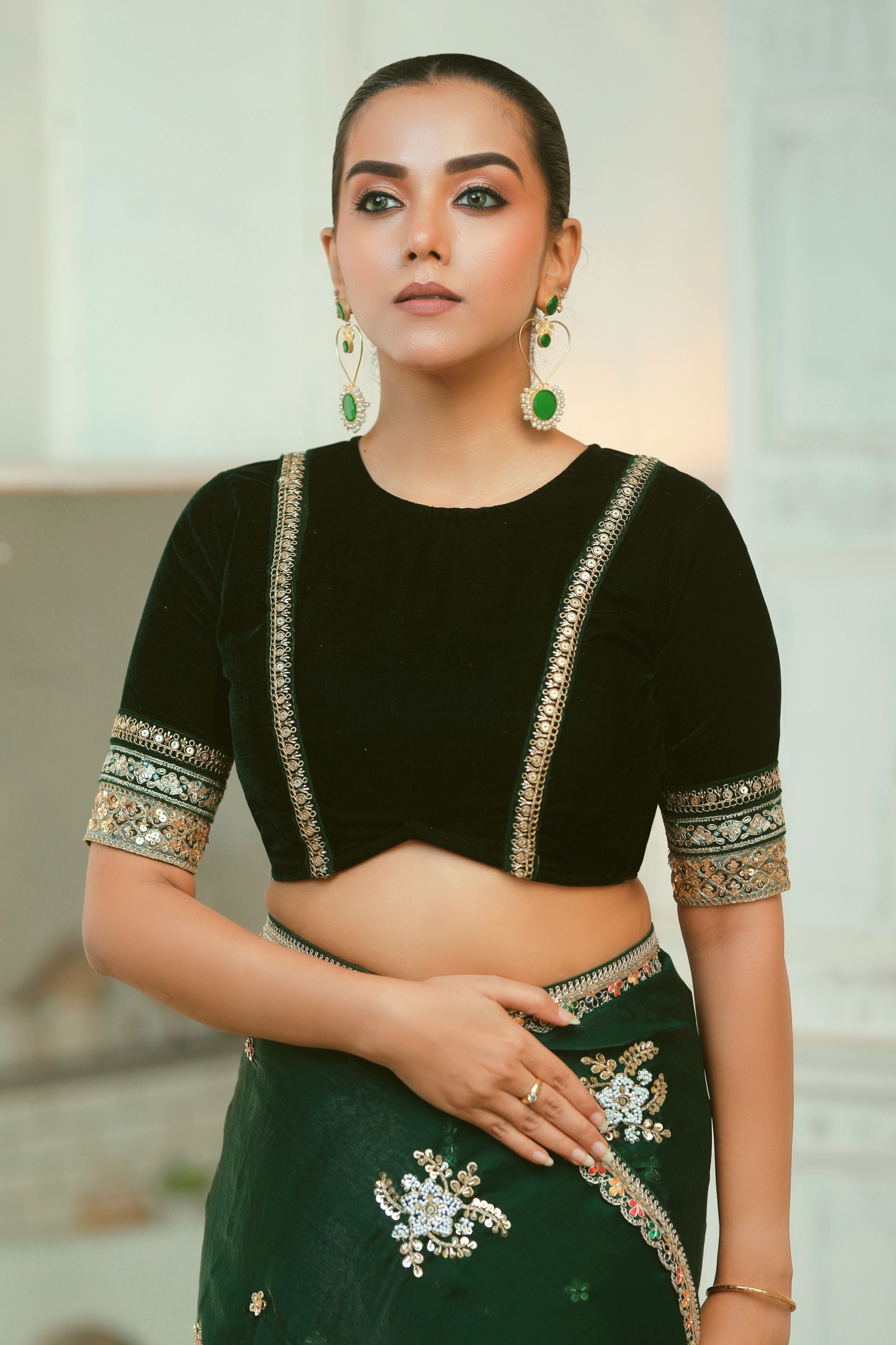 EMERALD ENCHANTE SAREE WITH BLITZ BEAUTY BLOUSE