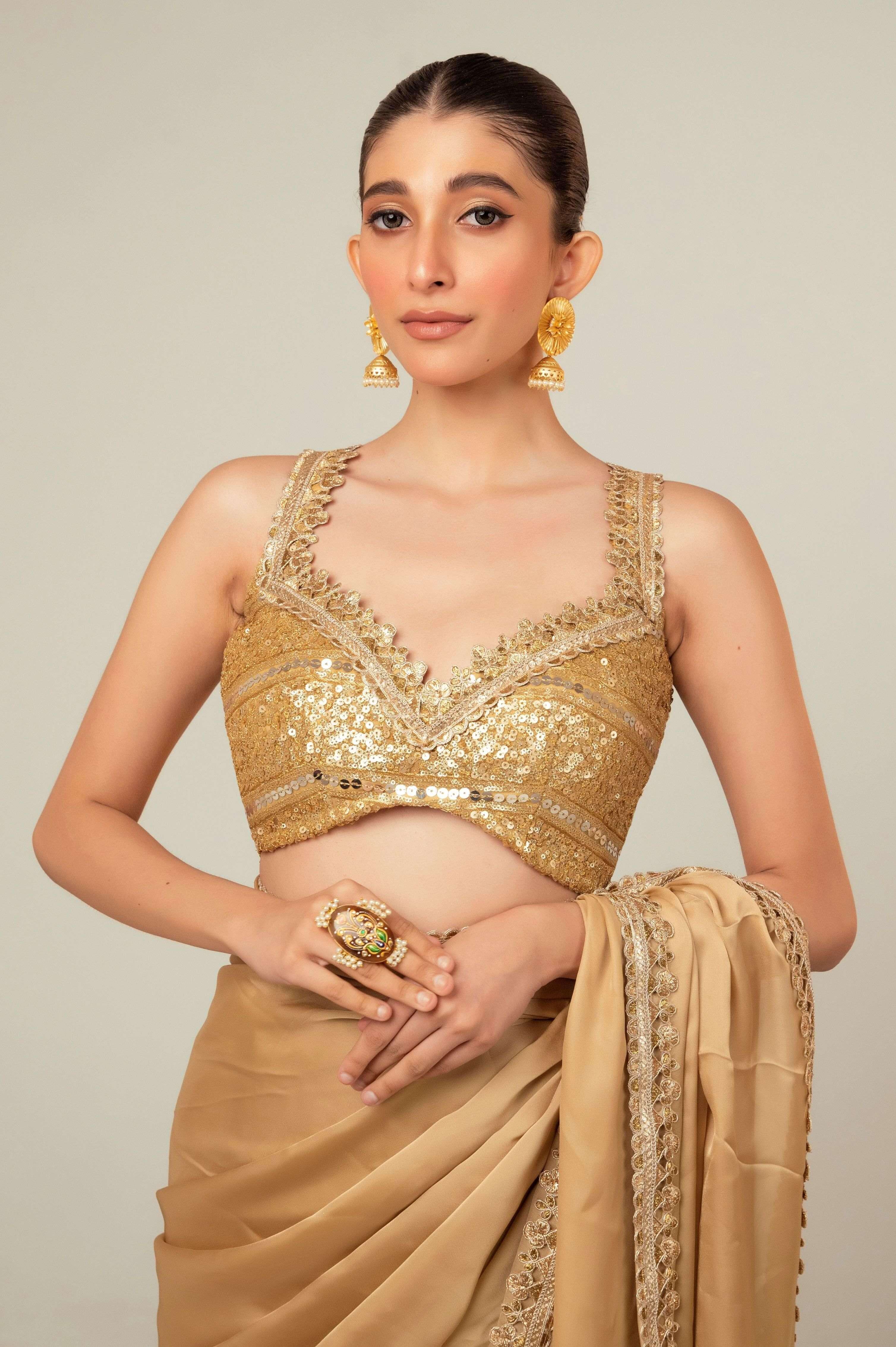 SEQUIN SPARK SAREE WITH LIME LIGHT BLOUSE.