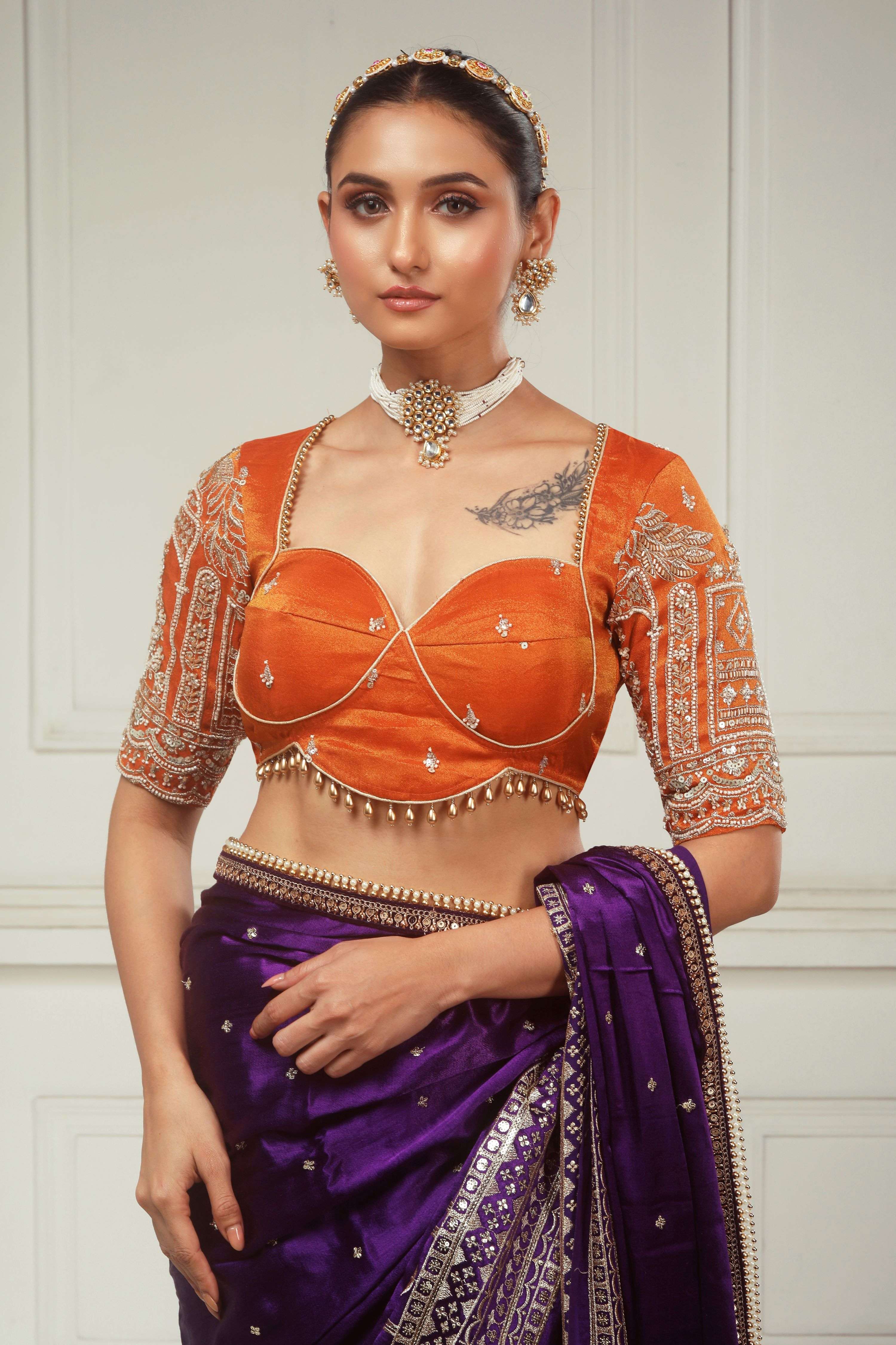 TIMELESS TEMPTATION SAREE WITH SAFFRON SYMPHONY BLOUSE