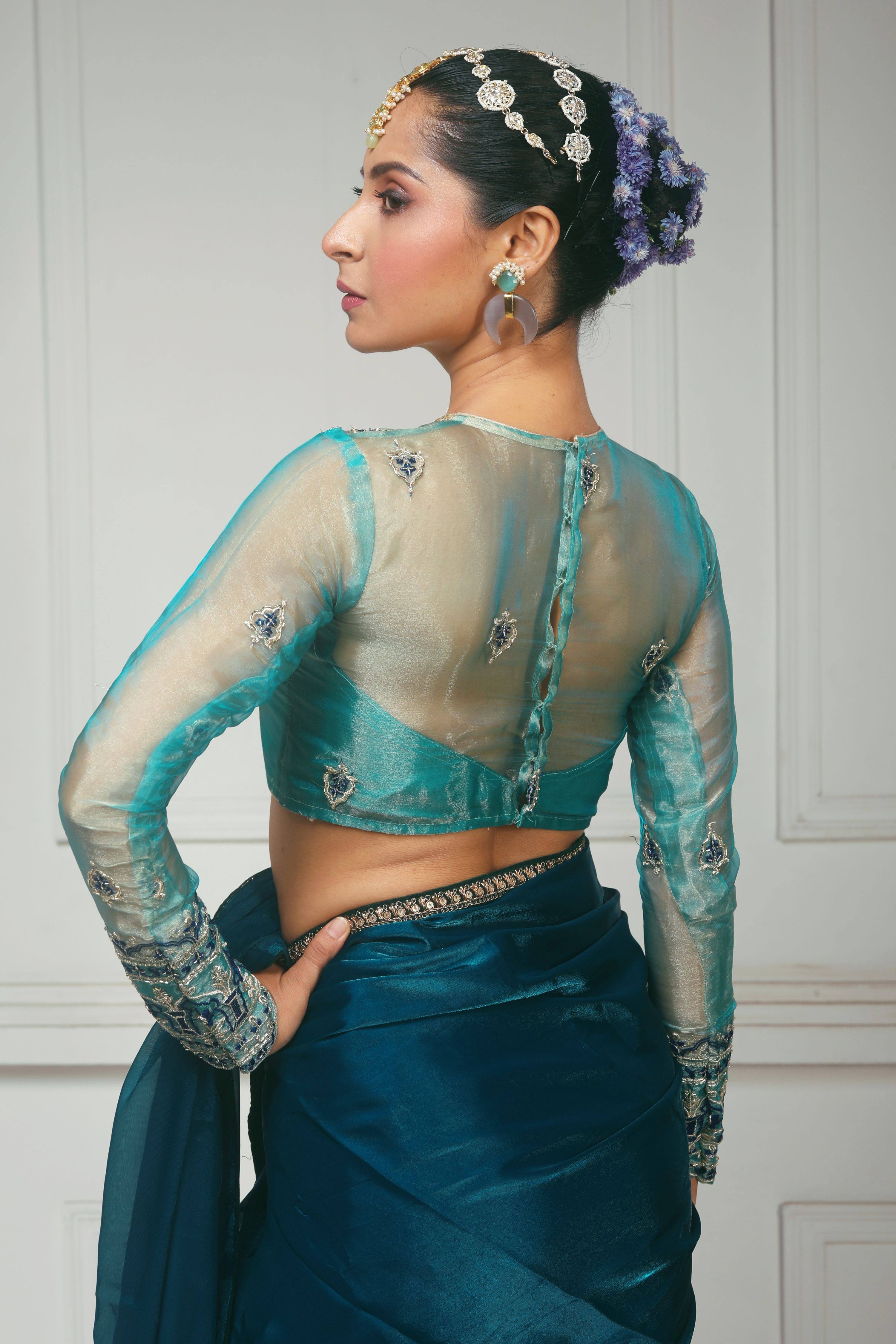 THE SAPPHIRE AFFAIR SAREE  WITH SAPPHIRE SHEESH BLOUSE