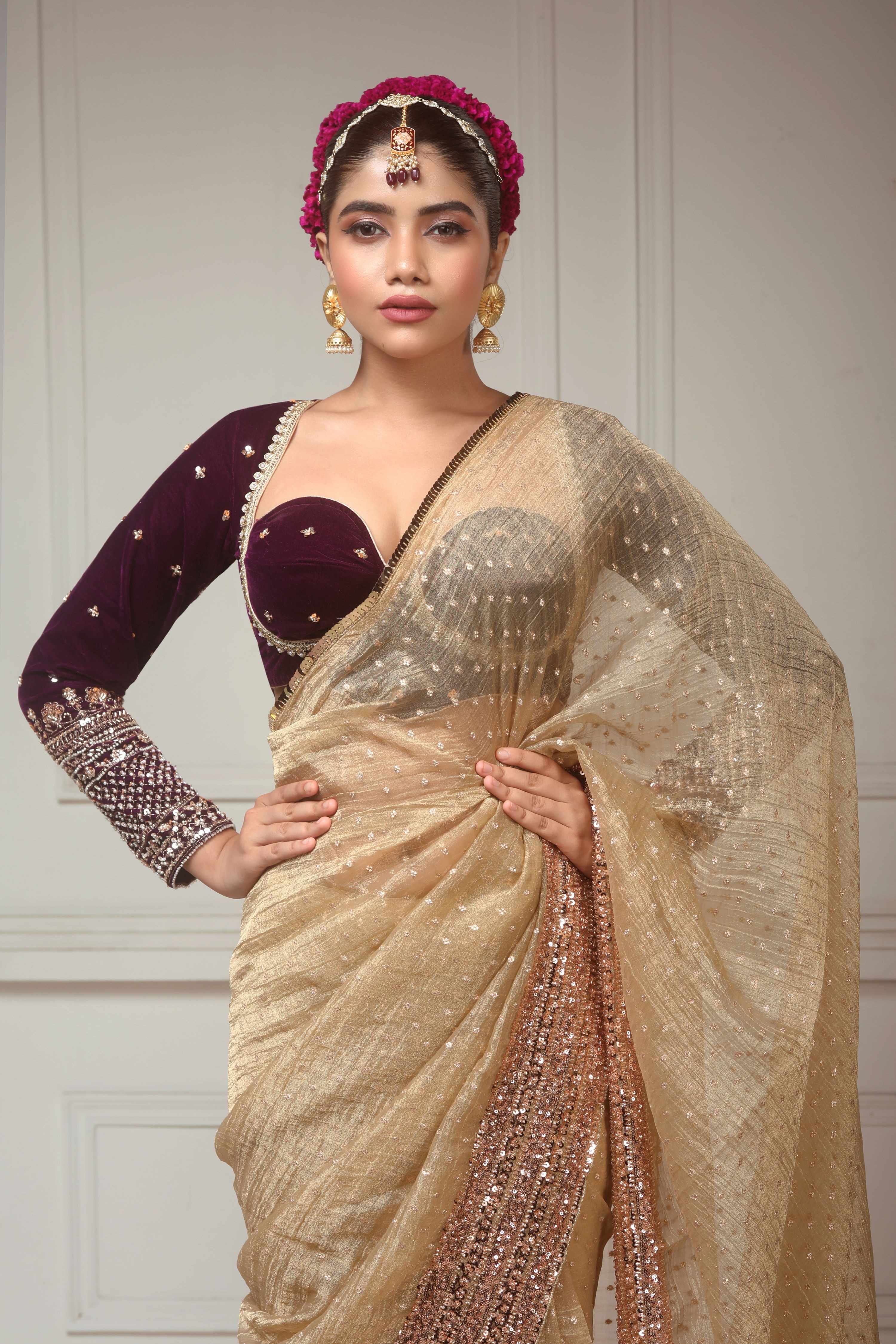 SUNKISSED DESIRE SAREE WITH GLAM GRANDEUR BLOUSE