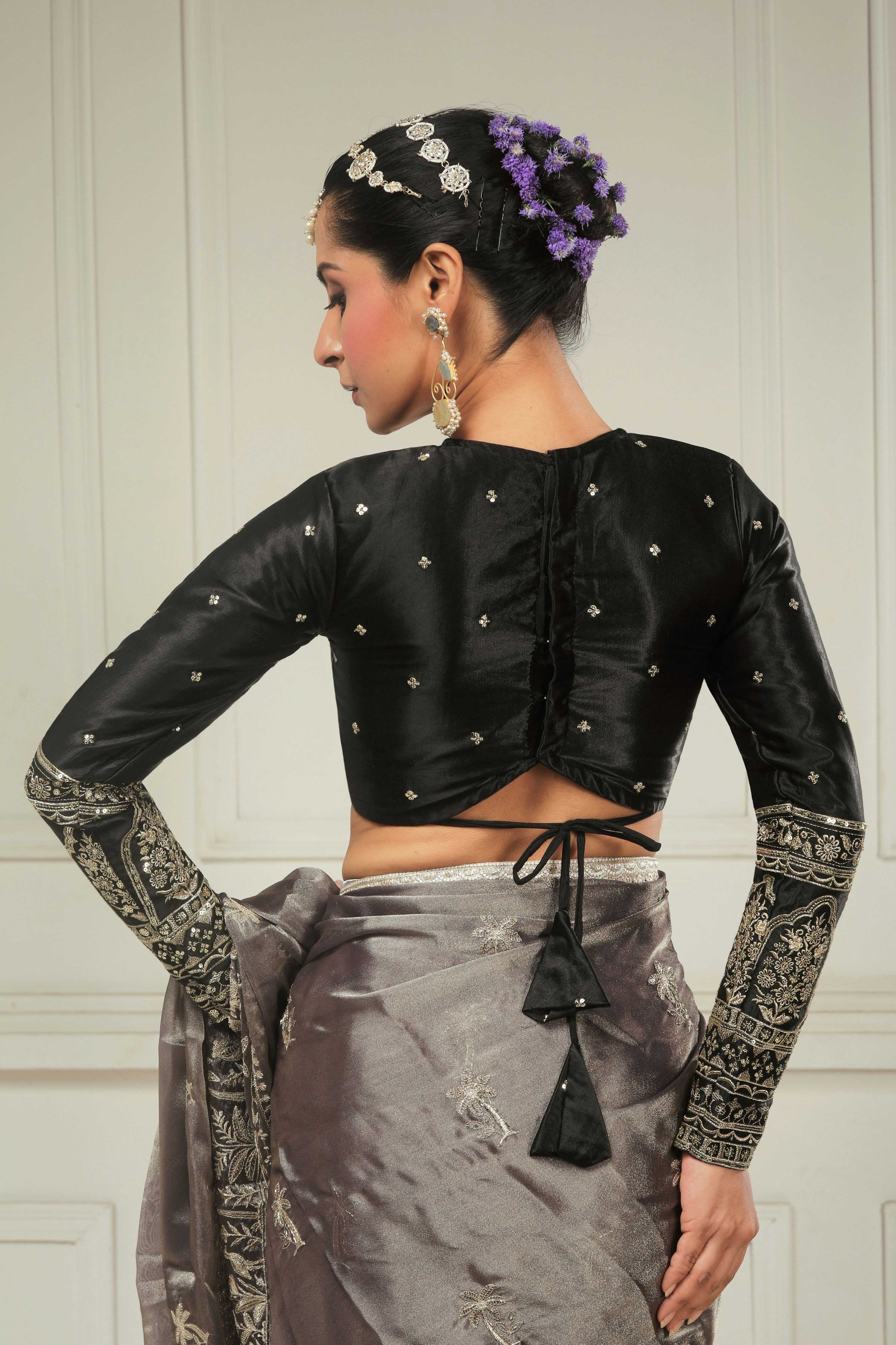 COCOA CRUSH SAREE WITH TUX TRIBUTE BLOUSE