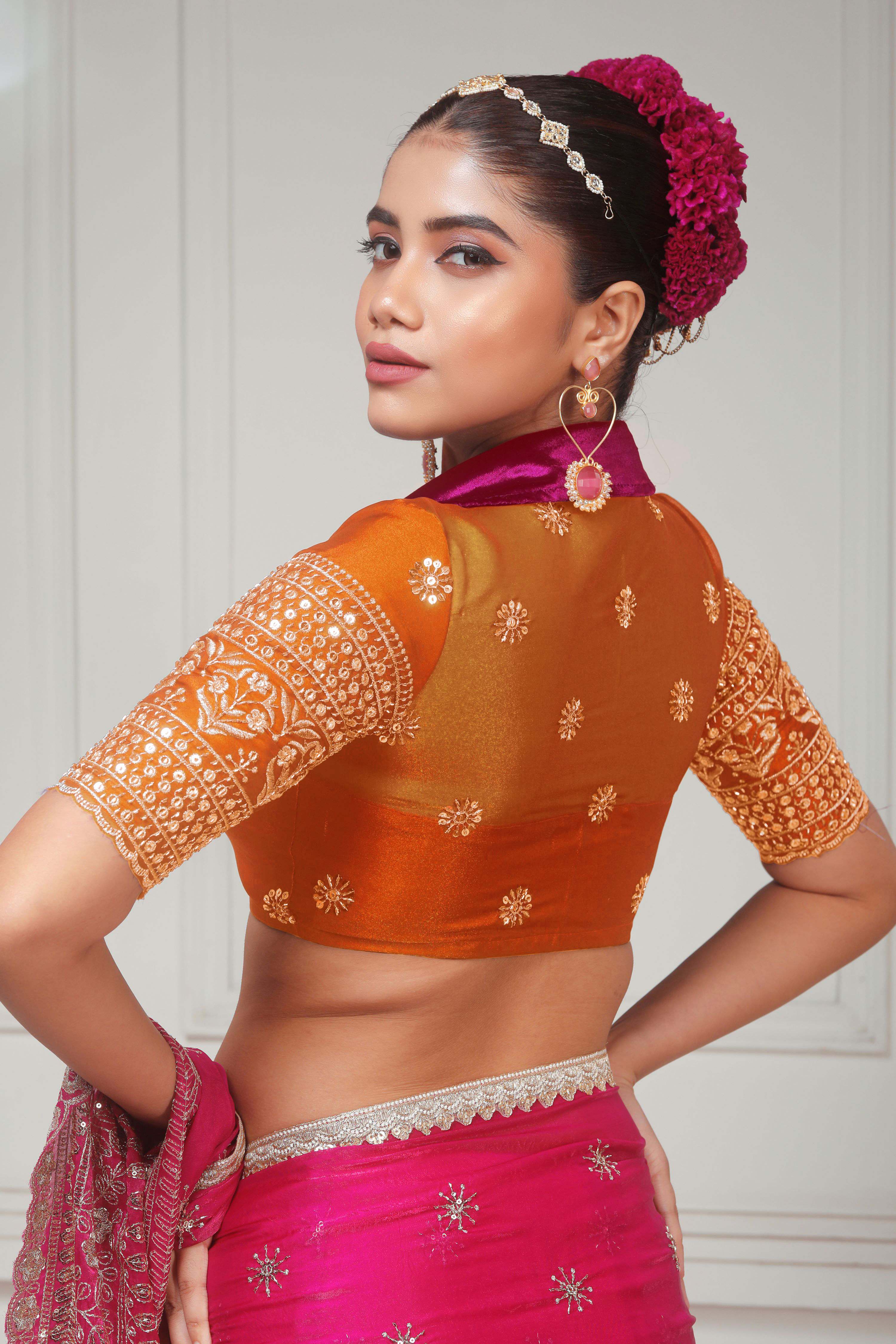 CANDY WILDFLOWER SAREE WITH TANGERINE CLASSIC BLOUSE