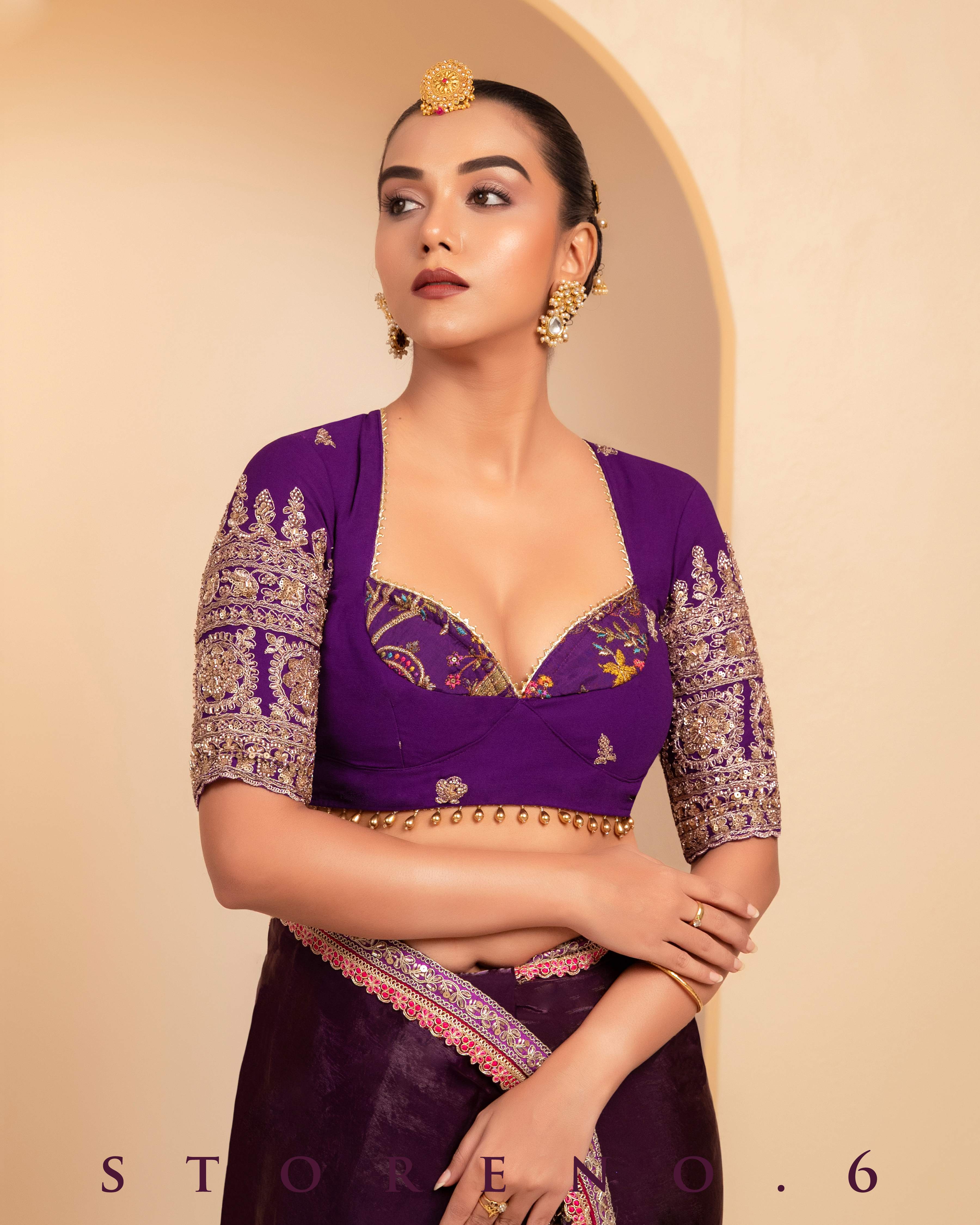 PLUM PALETTE SAREE WITH MAJESTIC MUSE BLOUSE