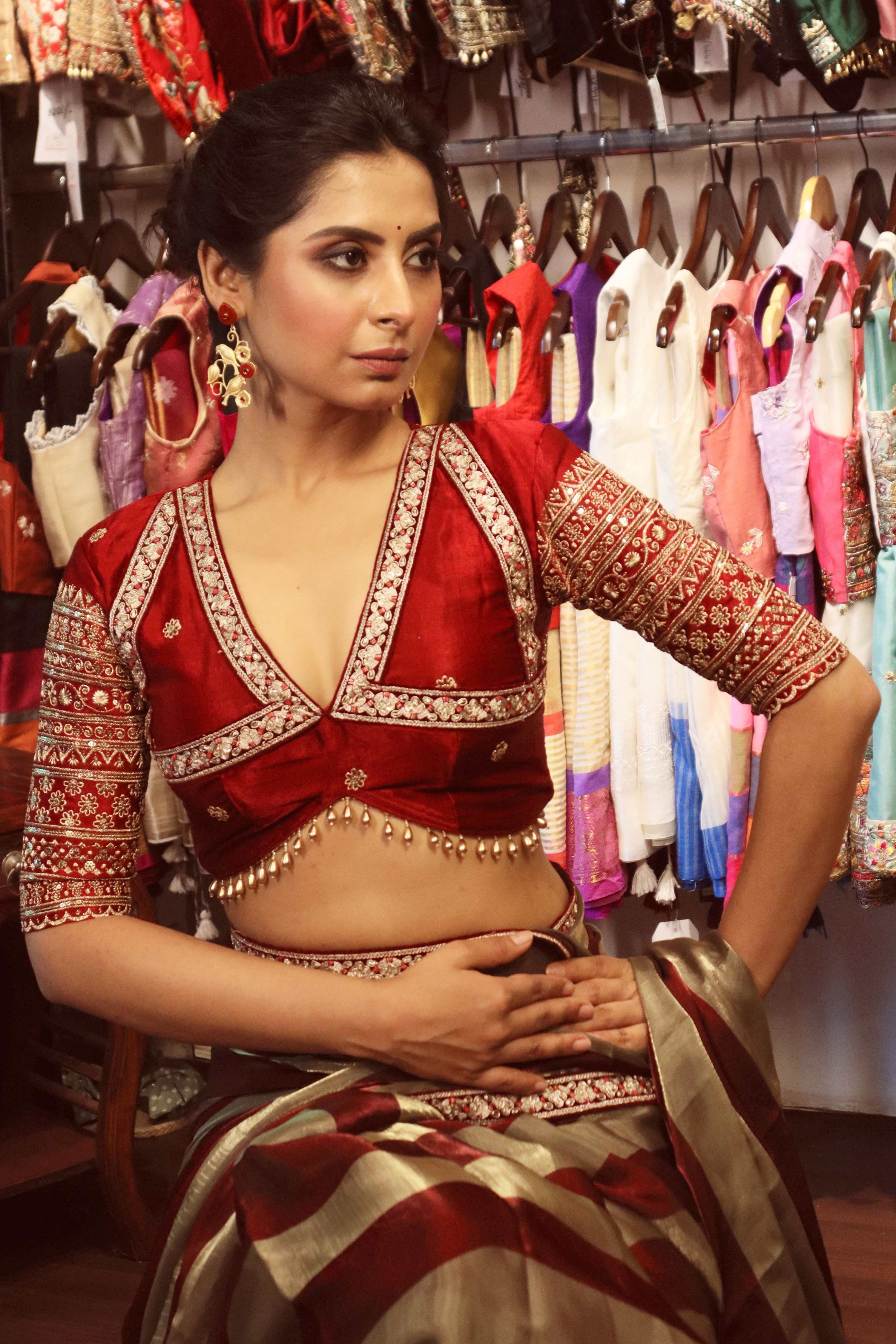 CRIMSON CONTOUR SAREE WITH AMOUR APPEAL BLOUSE