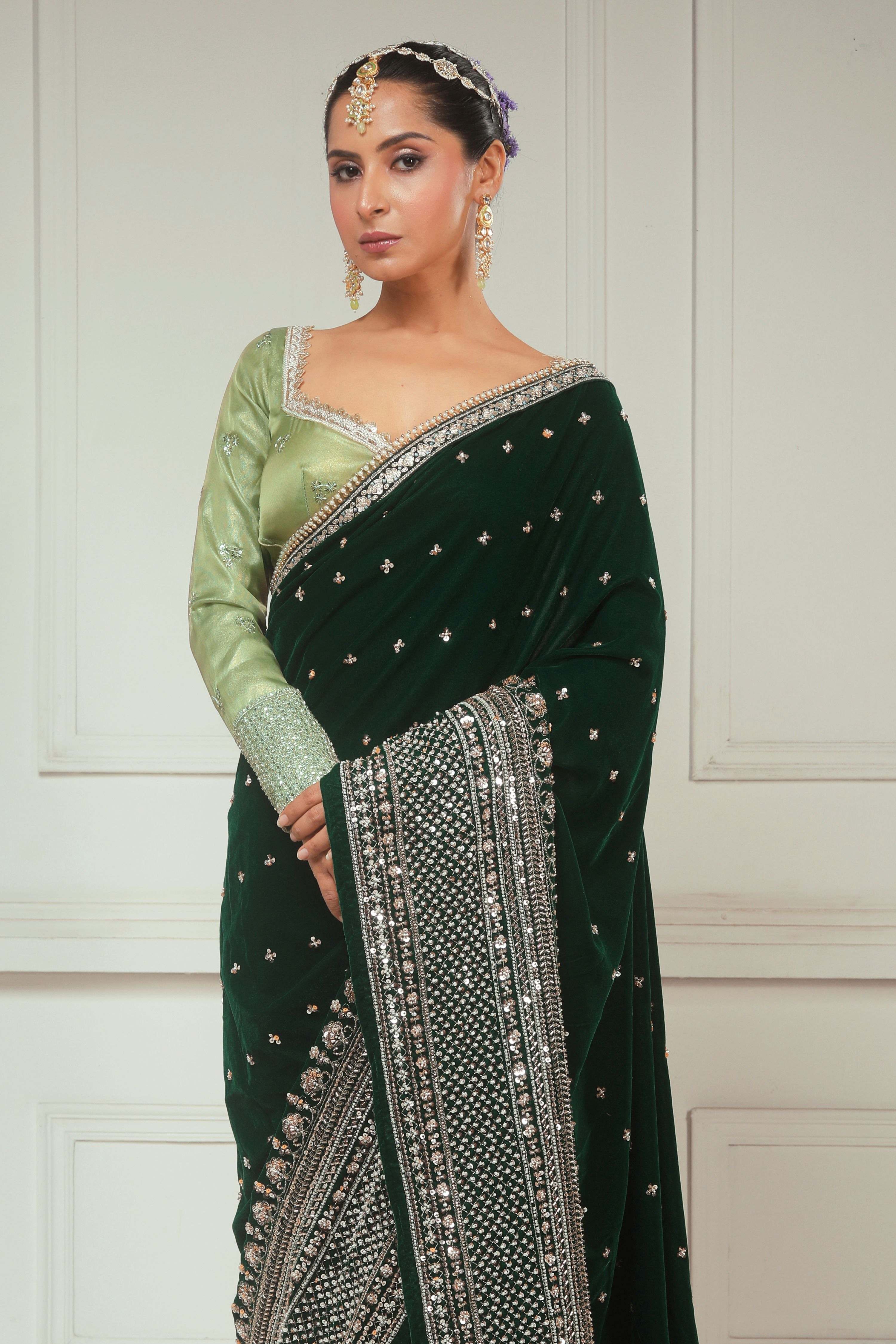 GARDEN GRANDEUR SAREE WITH SAGE FANTASY BLOUSE