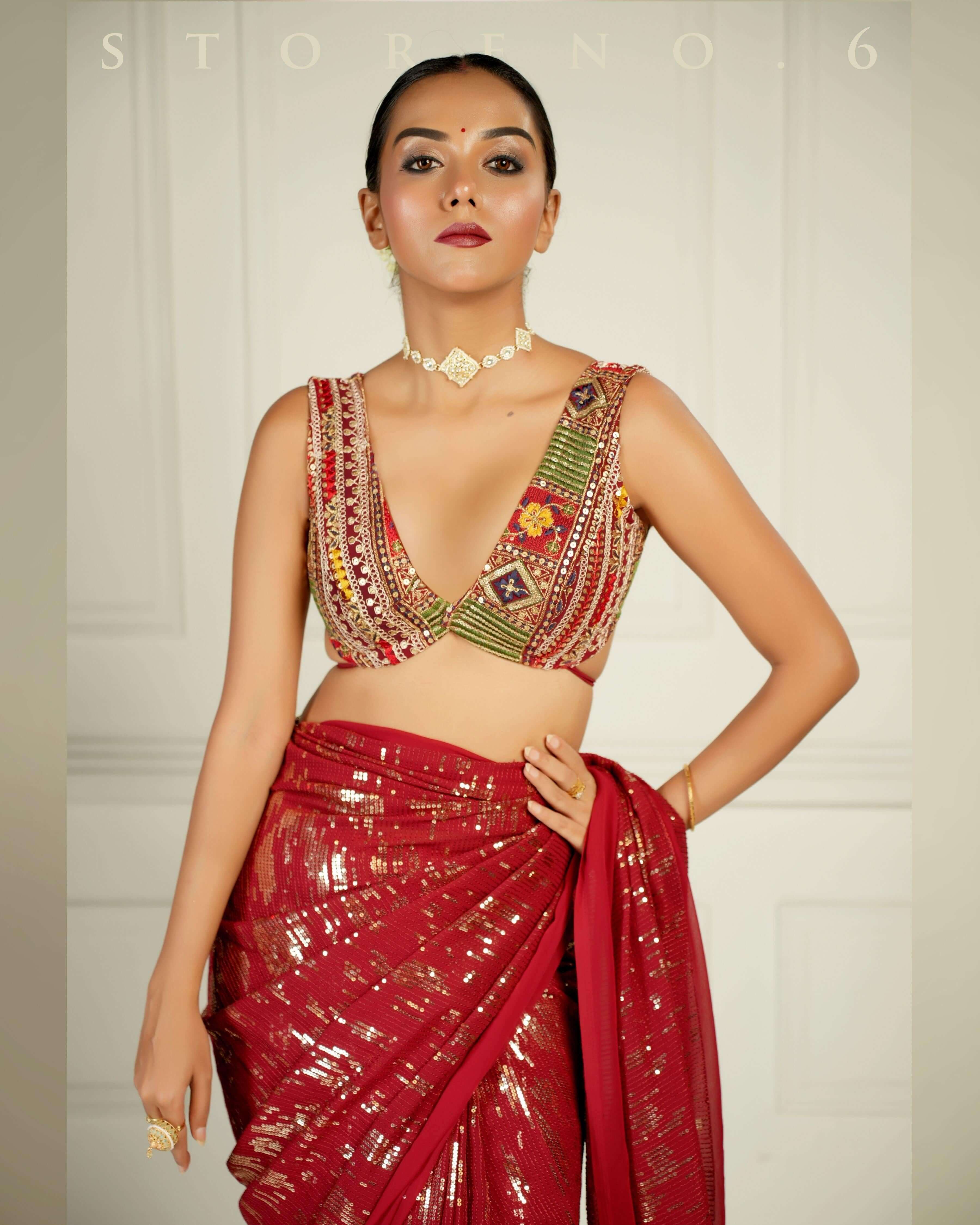 RUBY MARTINI COCKTAIL SAREE WITH SASS OF BERRY BLOUSE.