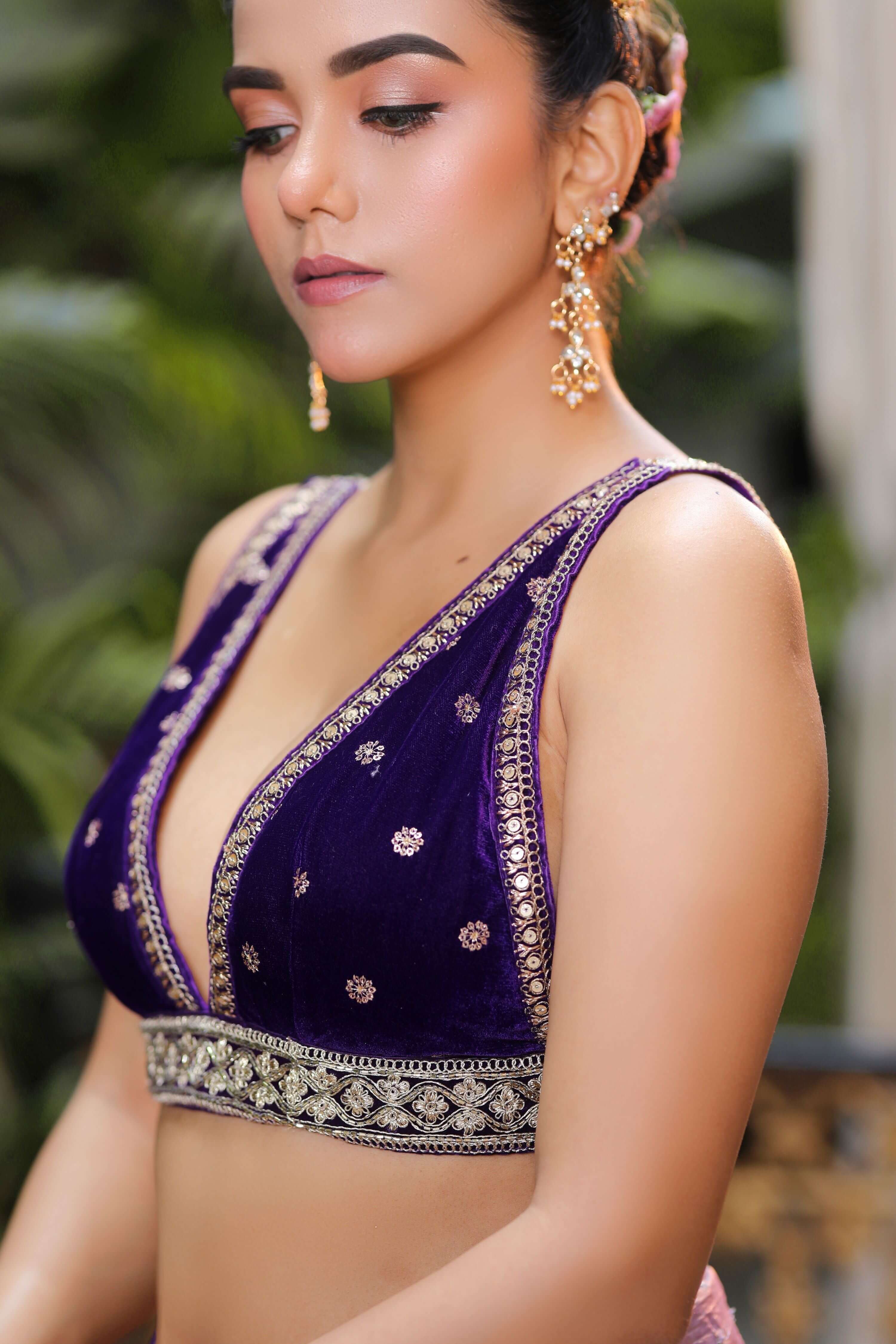 LILAC LOVESTORY SAREE WITH BERRY BLINK BLOUSE