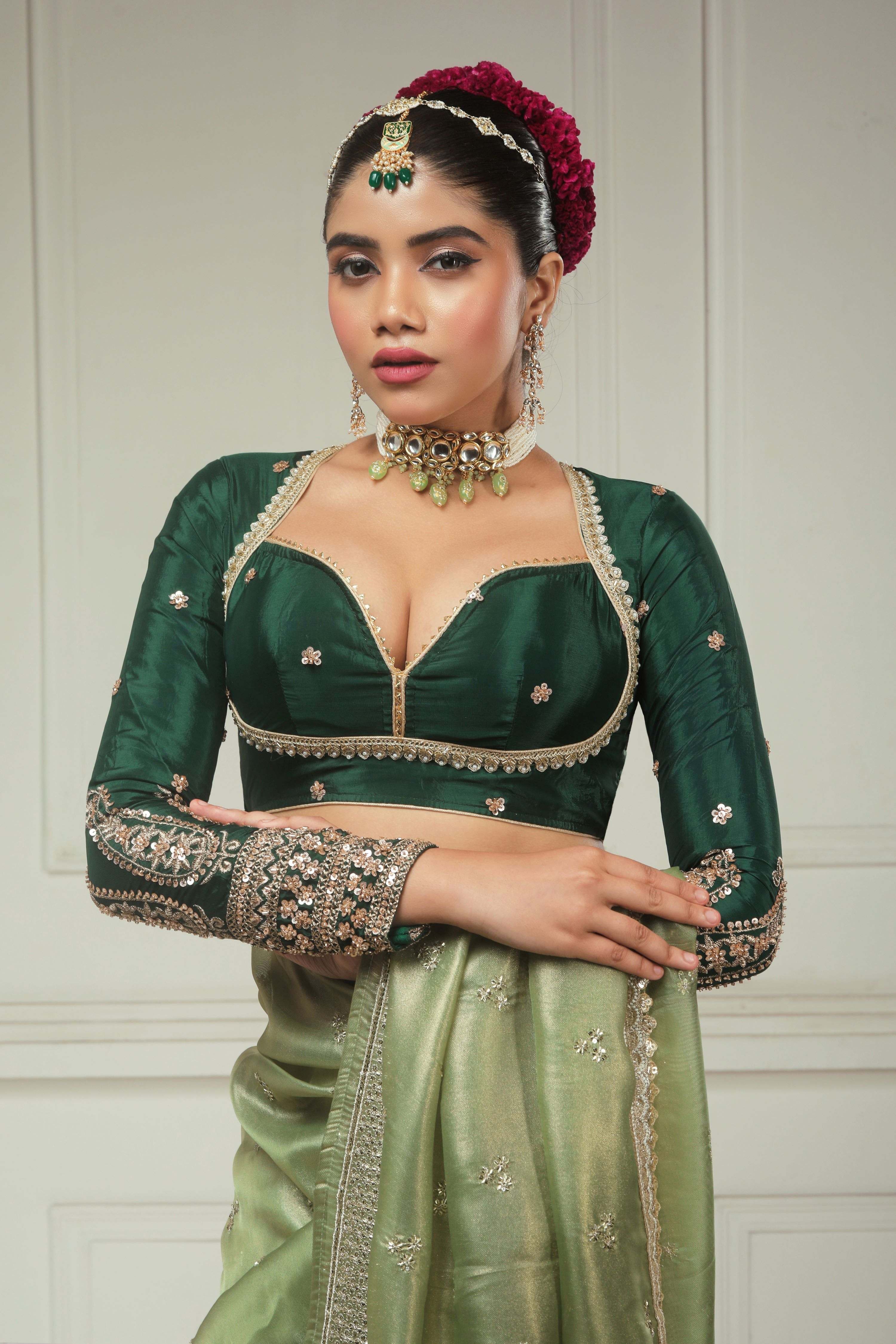 SAGE FANTASY SAREE WITH JEWEL LUXE BLOUSE