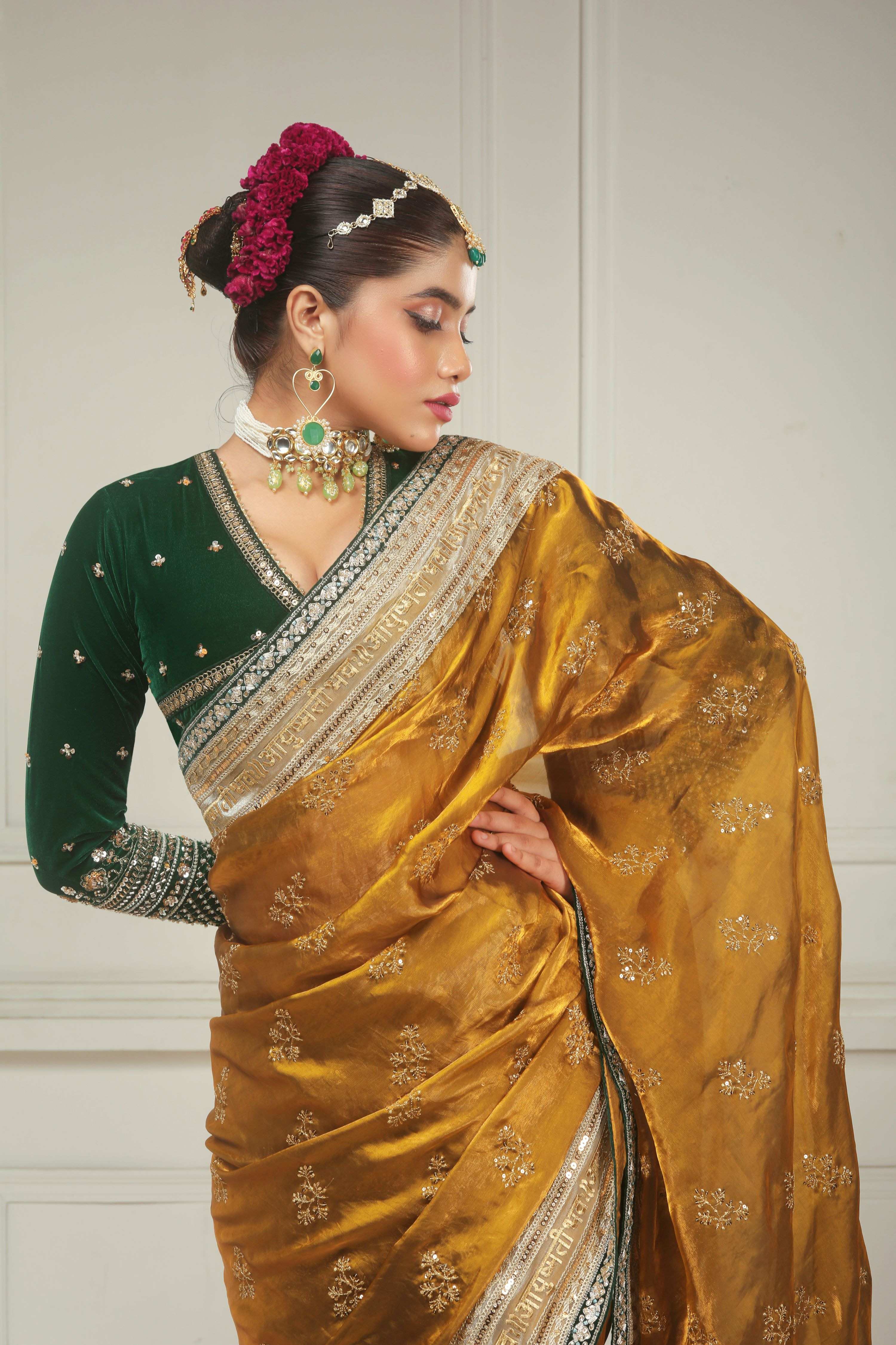 SUNRISE SILHOUETTE SAREE WITH GARDEN GRANDEUR BLOUSE