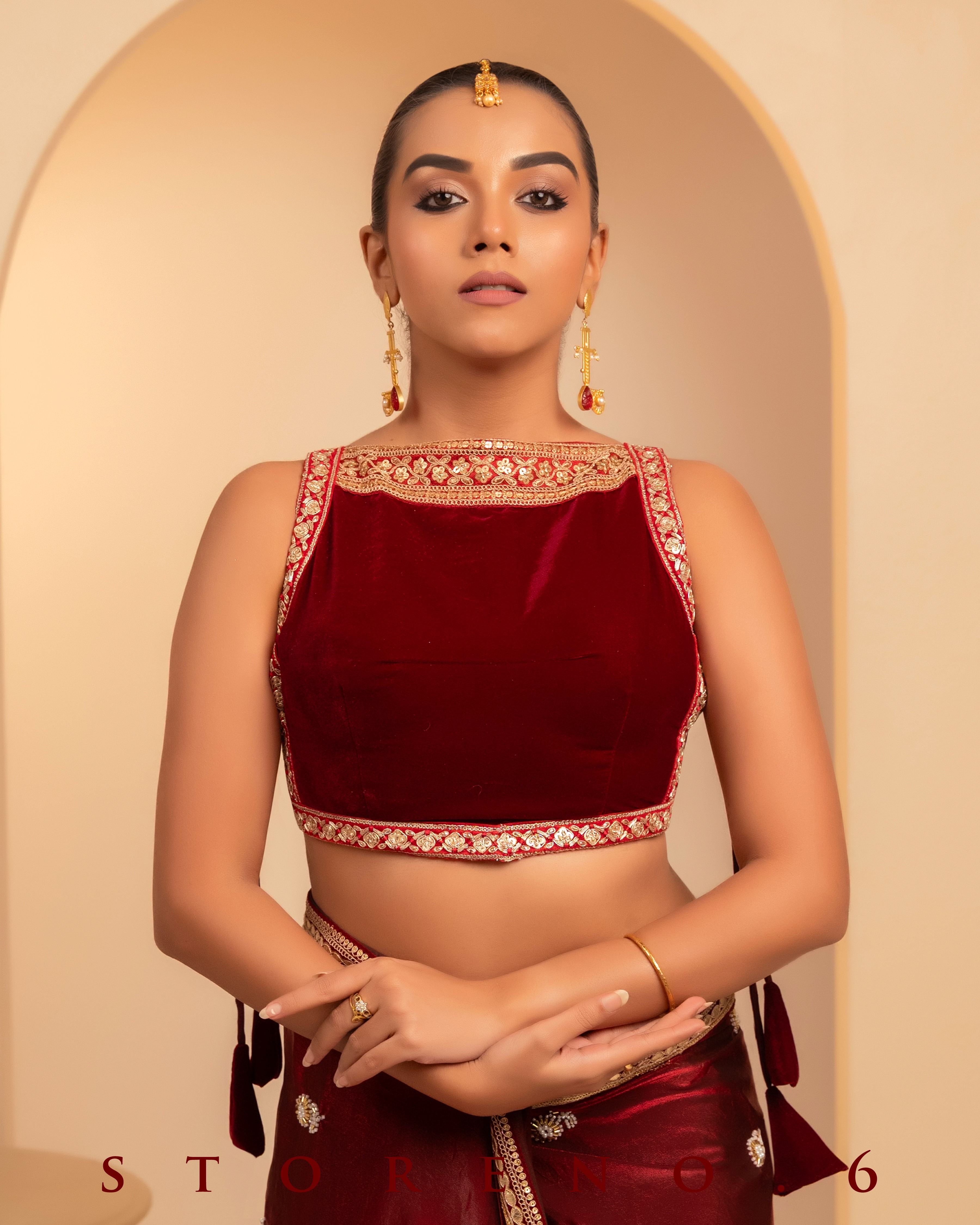 MAHOGANY MYSTERY SAREE WITH QUIRKY QUEST BLOUSE
