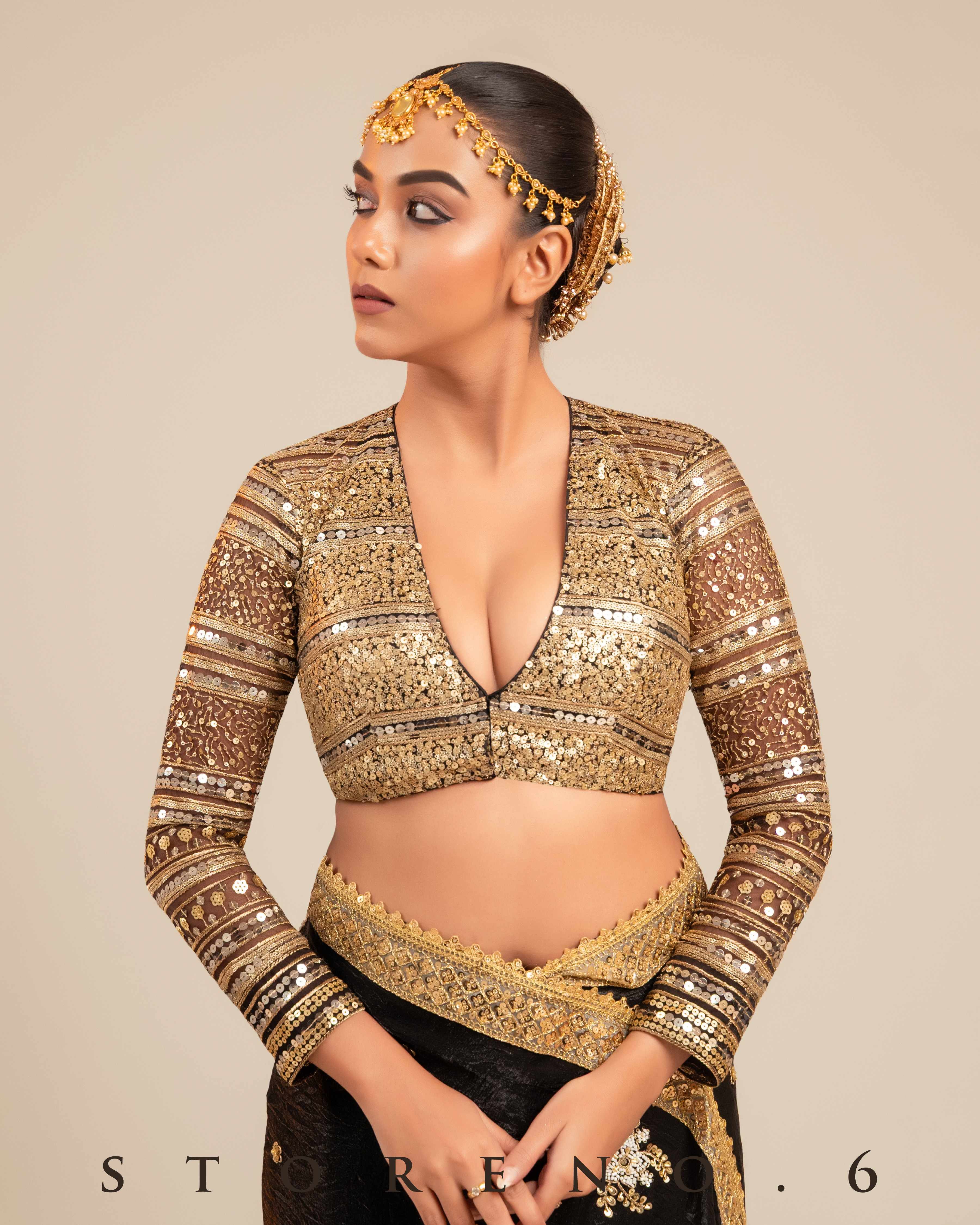 MIDNIGHT MIRACLE SAREE WITH RETRO RADIANCE BLOUSE