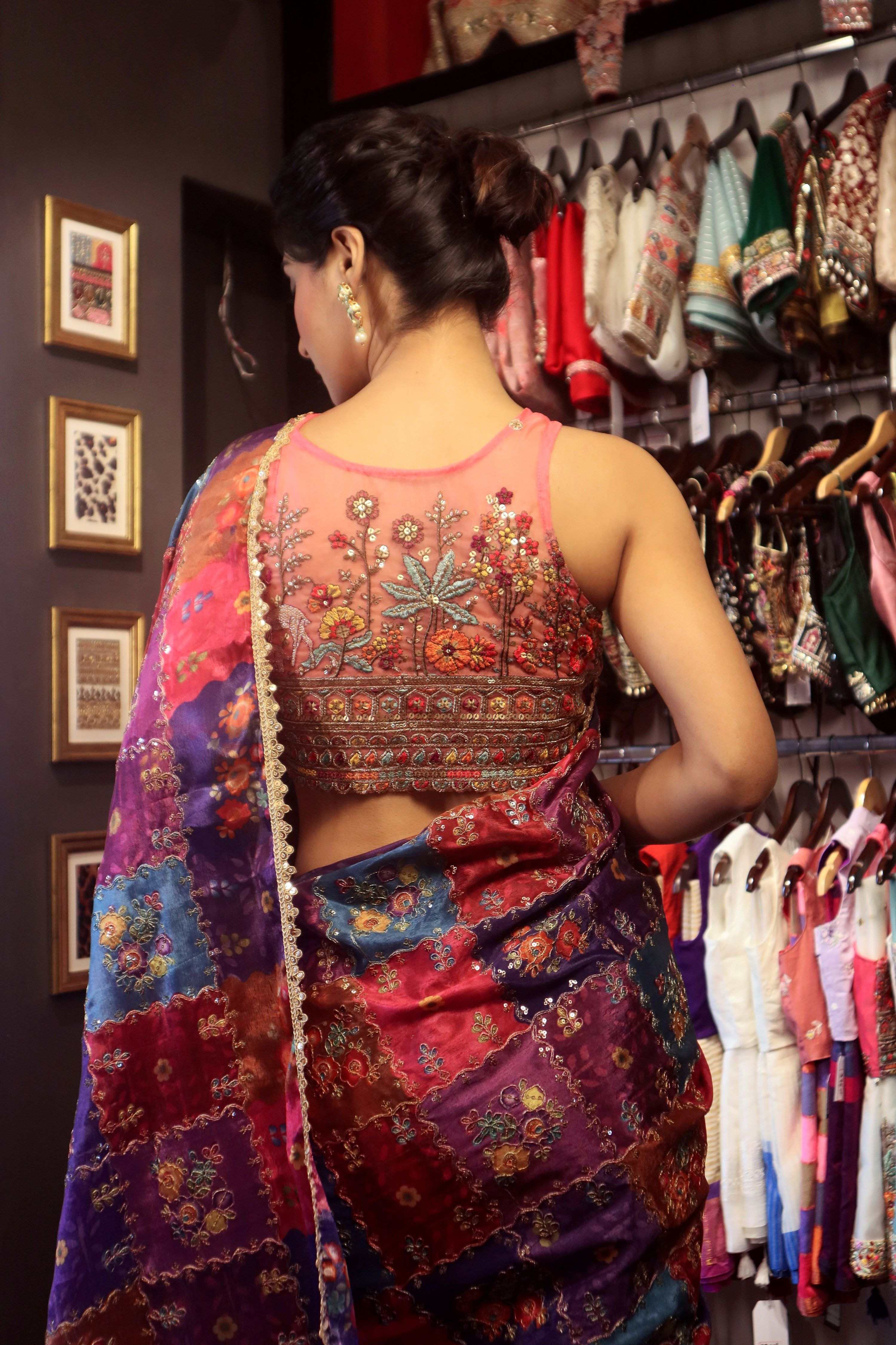 RAISIN RHAPSODY SAREE WITH BLUSH HORIZON BLOUSE
