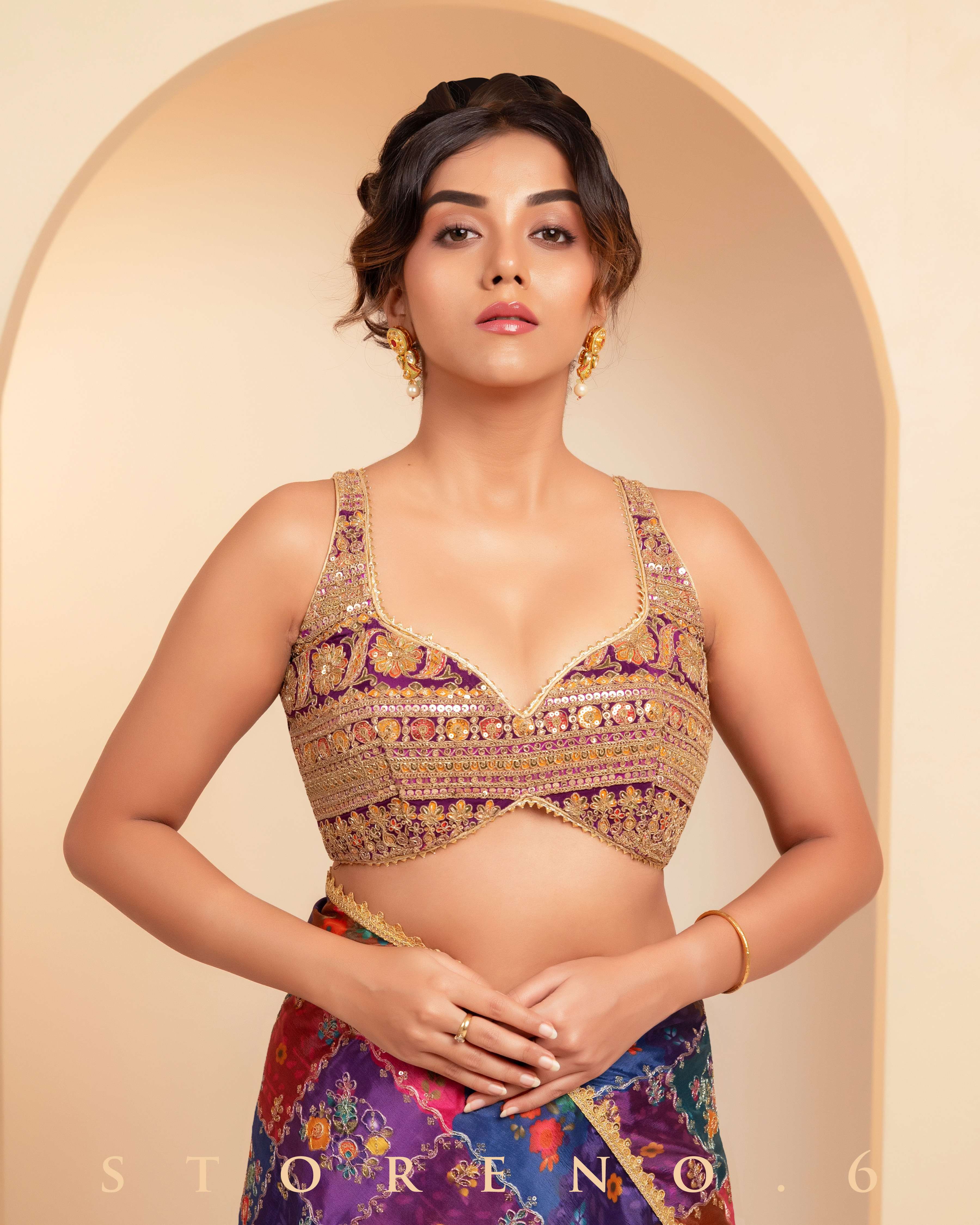 RAISIN RHAPSODY REVIBE SAREE WITH PLUM PARADISE CHIC BLOUSE