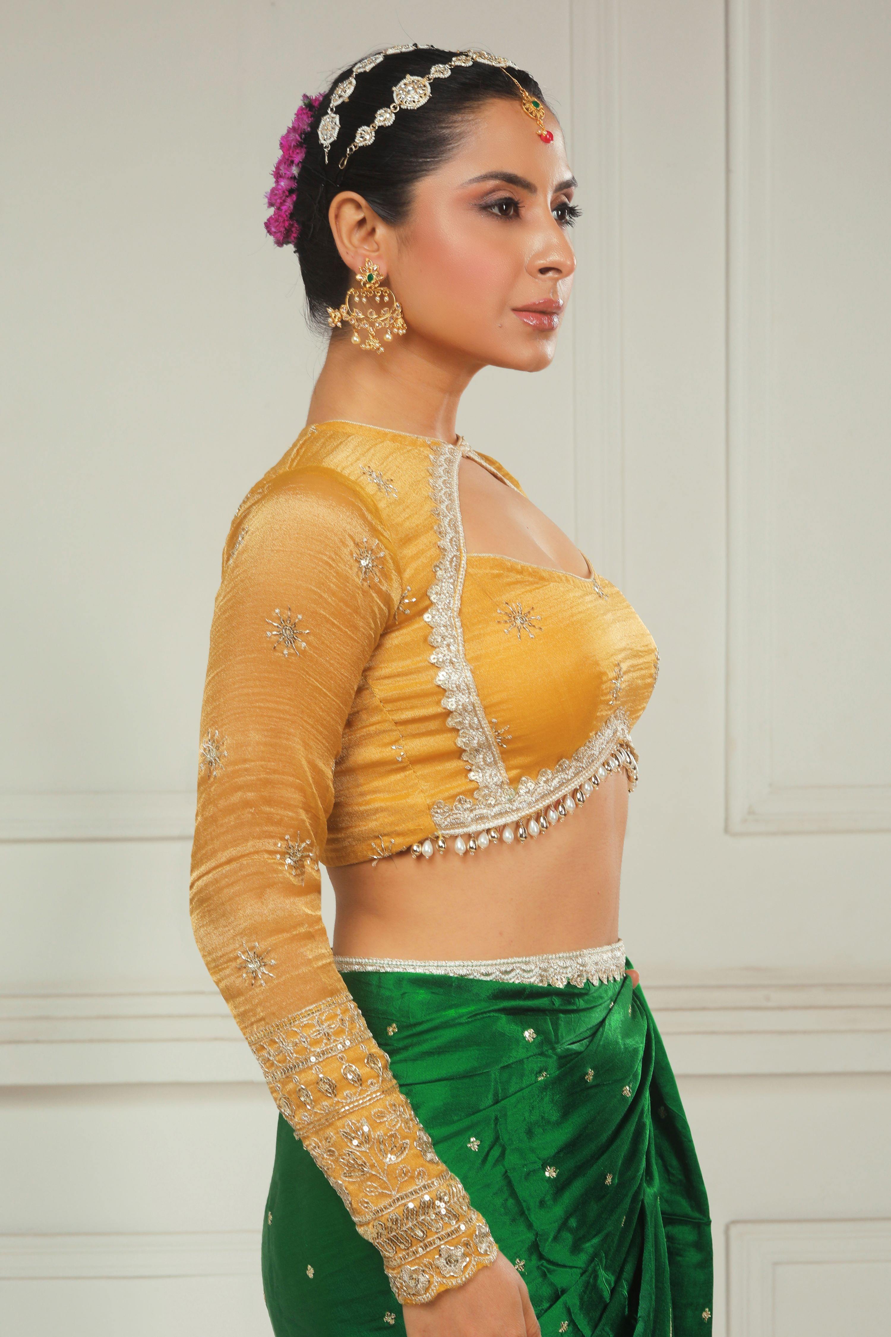 TIMELESS TAPESTRY SAREE WITH HONEY WILDFLOWER BLOUSE
