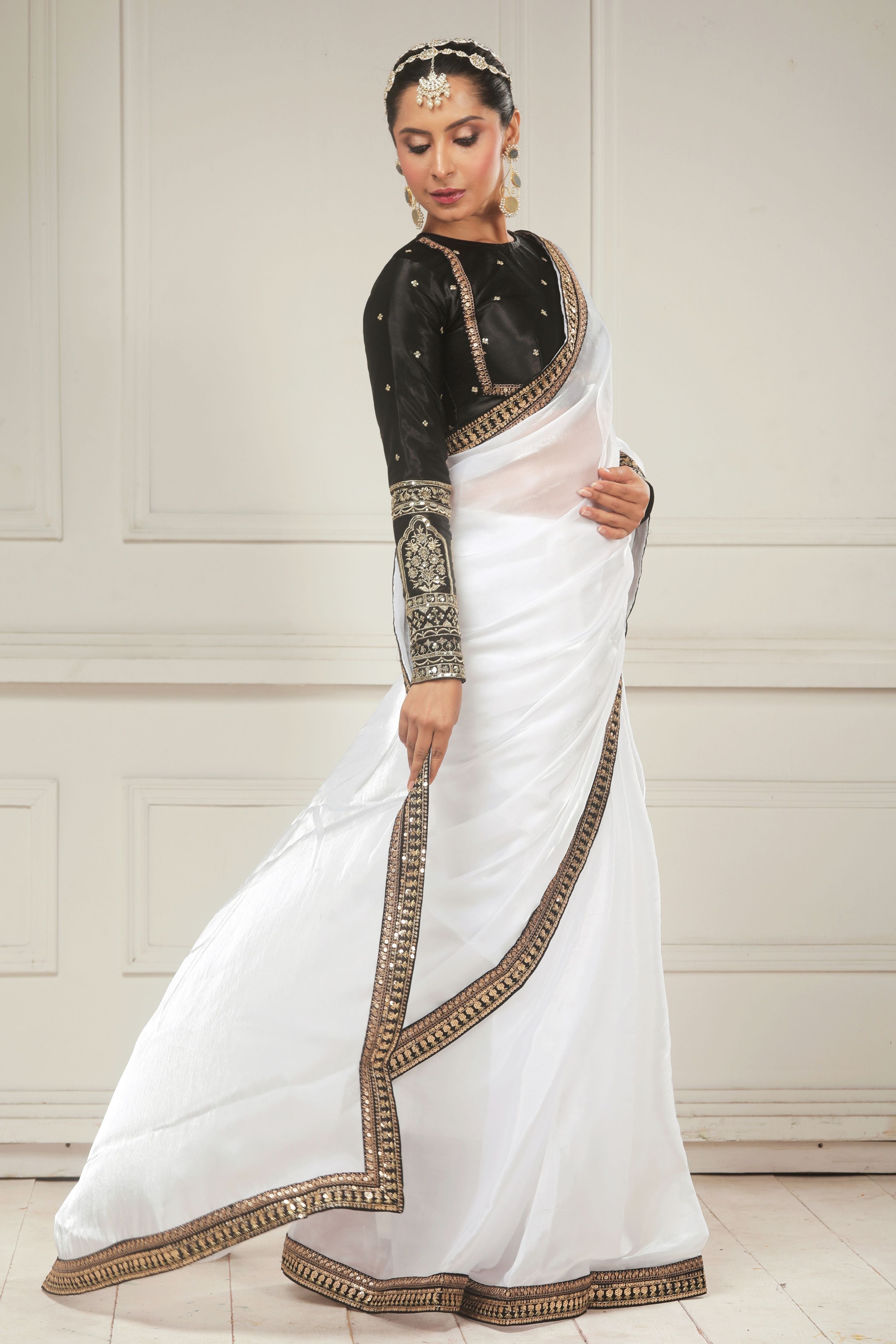 CHESS CHIC SAREE WITH TUX TRIBUTE BLOUSE