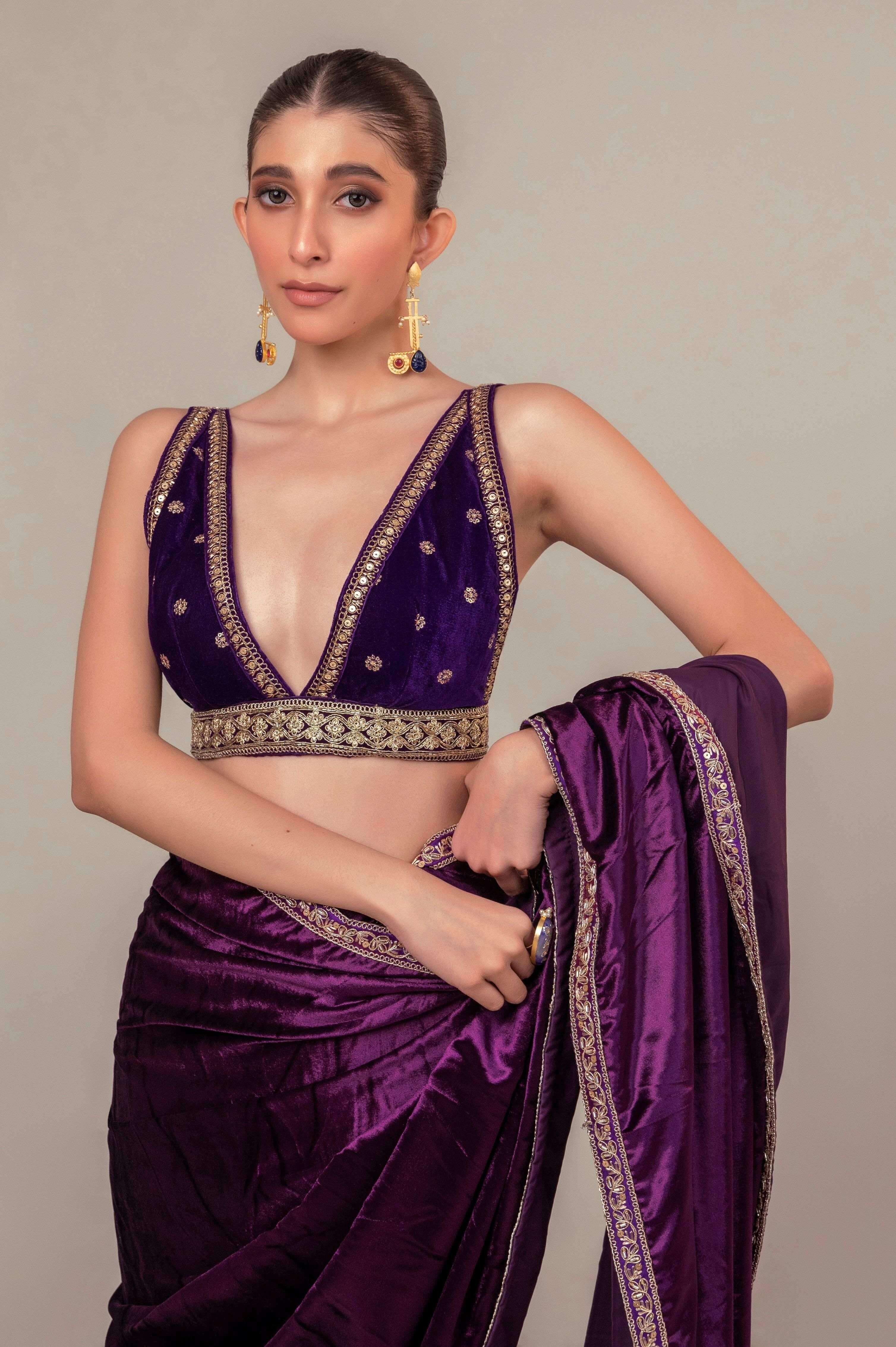POP PALETTE SAREE WITH BERRY BLINK BLOUSE.