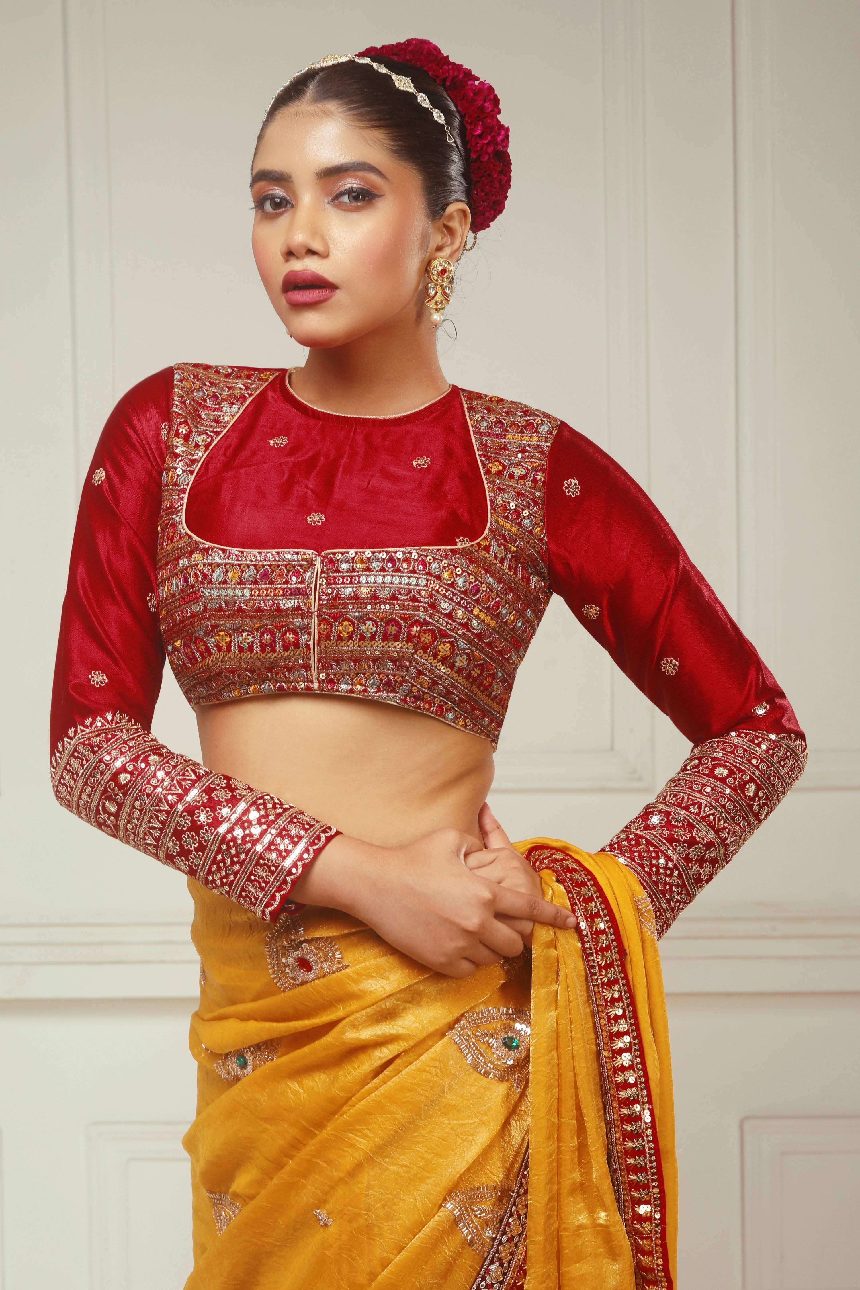 KUNDAN KATHA SAREE WITH ABSOLUTE APPEAL BLOUSE