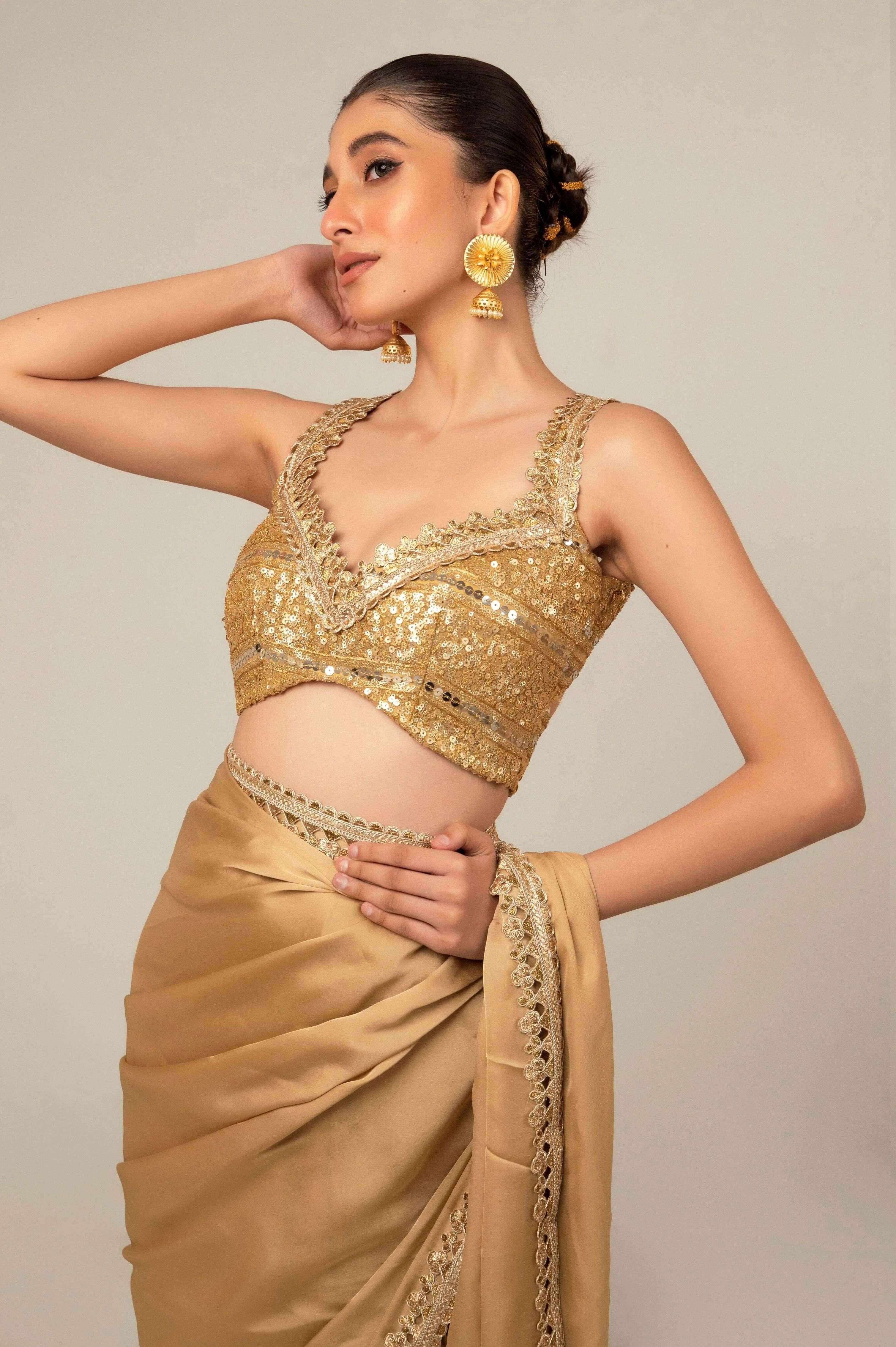 SEQUIN SPARK SAREE WITH LIME LIGHT BLOUSE.