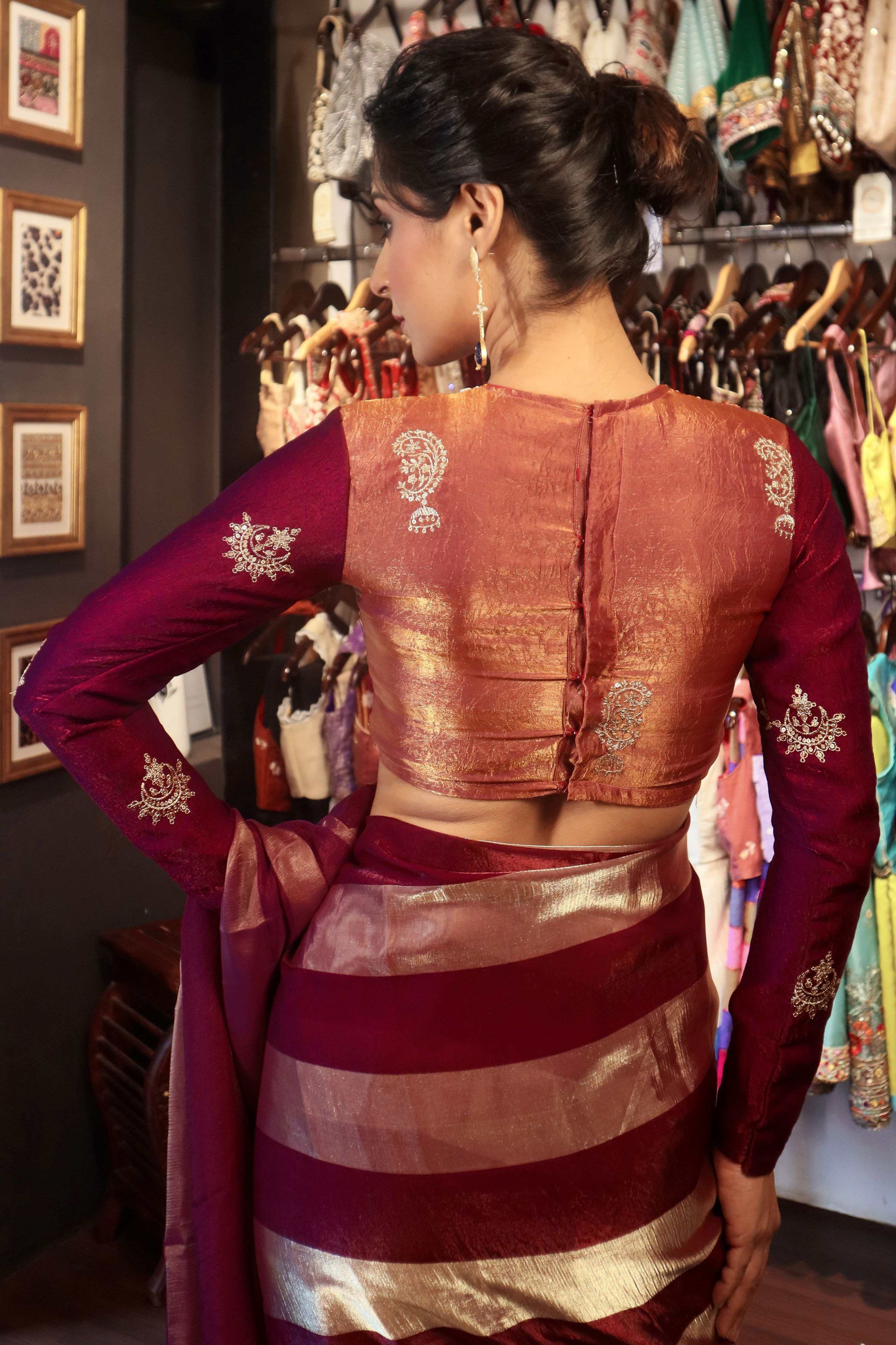 CHERRY CONTOUR SAREE WITH REBEL ROSE BLOUSE