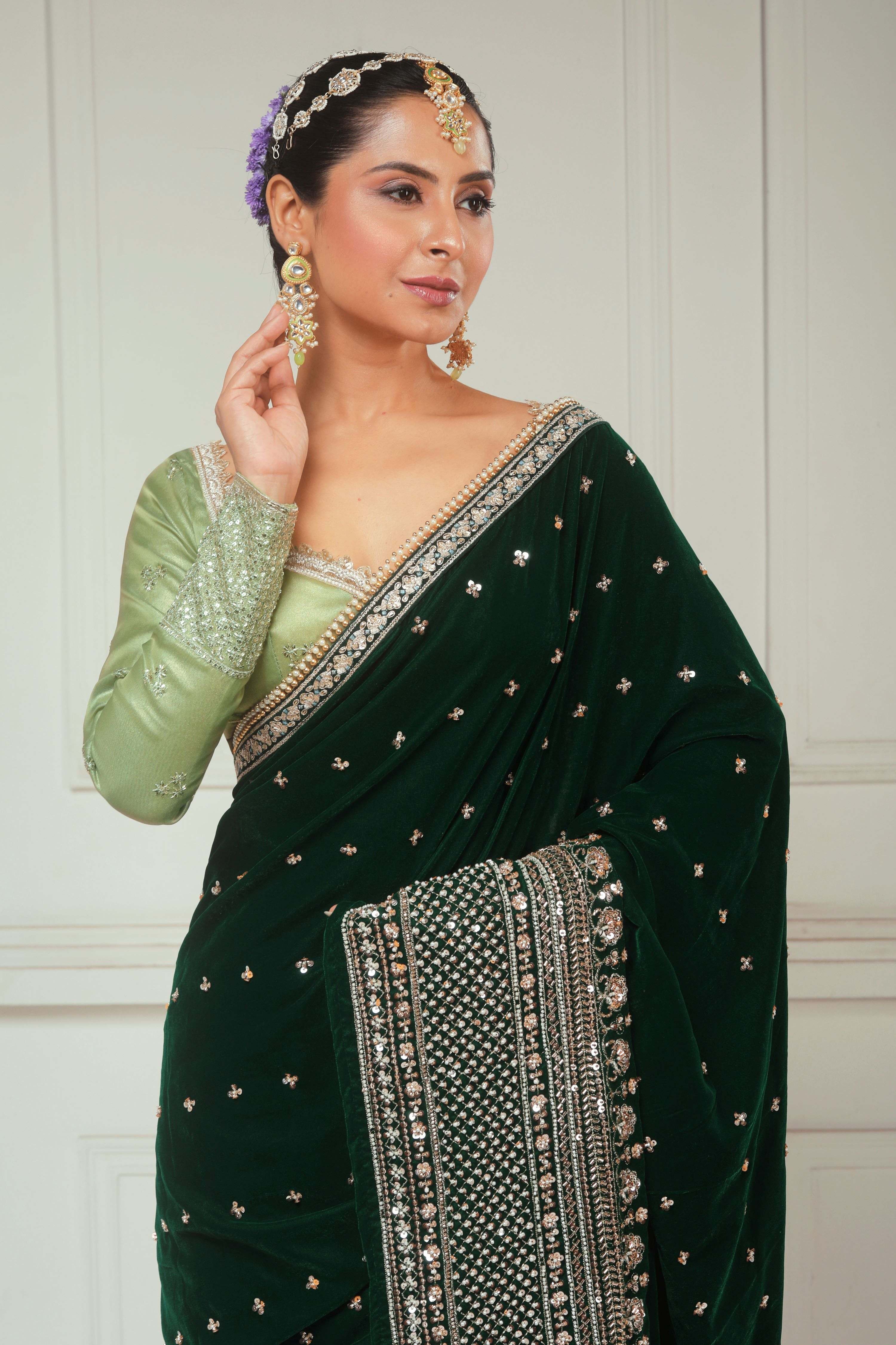 GARDEN GRANDEUR SAREE WITH SAGE FANTASY BLOUSE