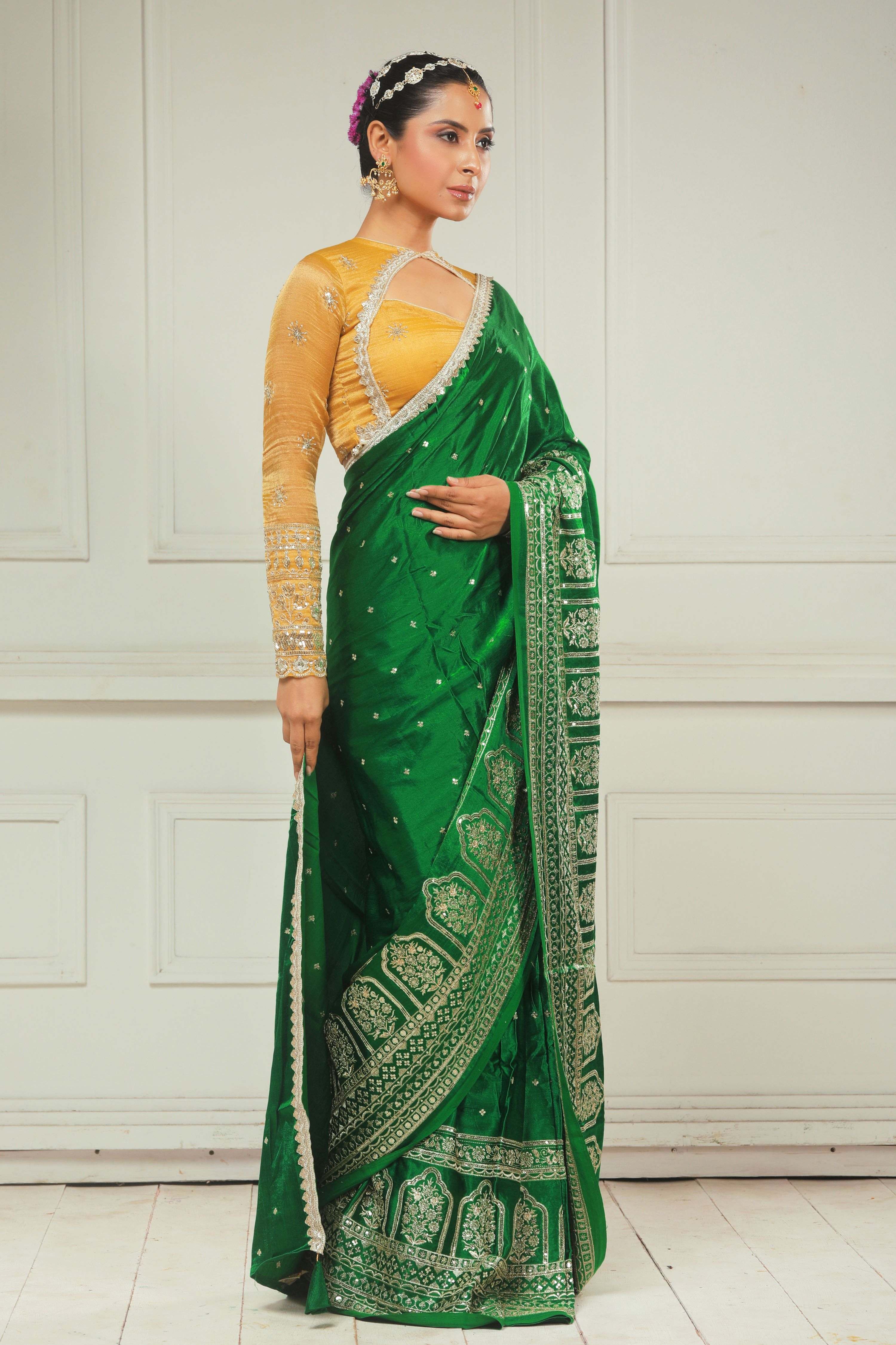 TIMELESS TAPESTRY SAREE WITH HONEY WILDFLOWER BLOUSE