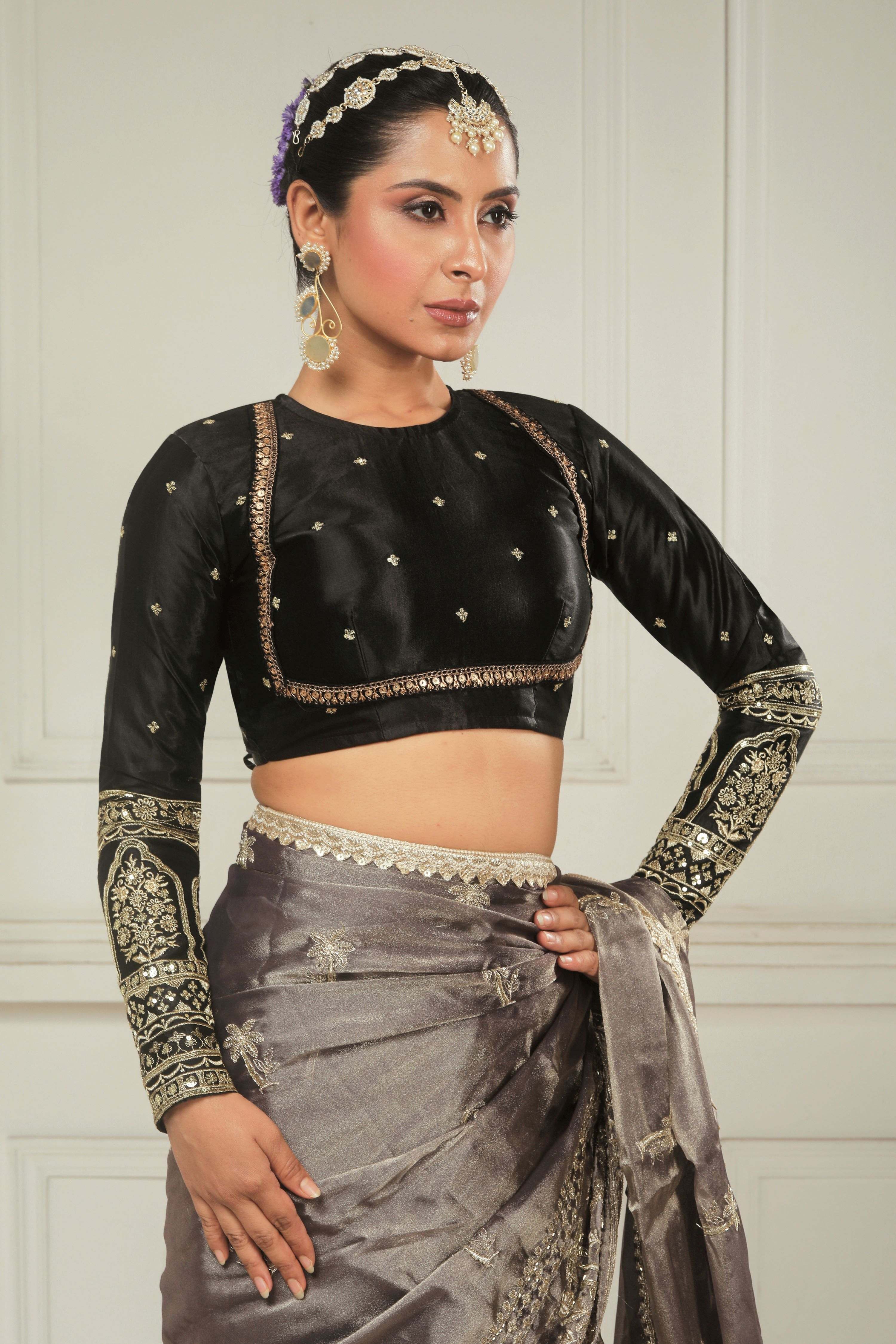 COCOA CRUSH SAREE WITH TUX TRIBUTE BLOUSE