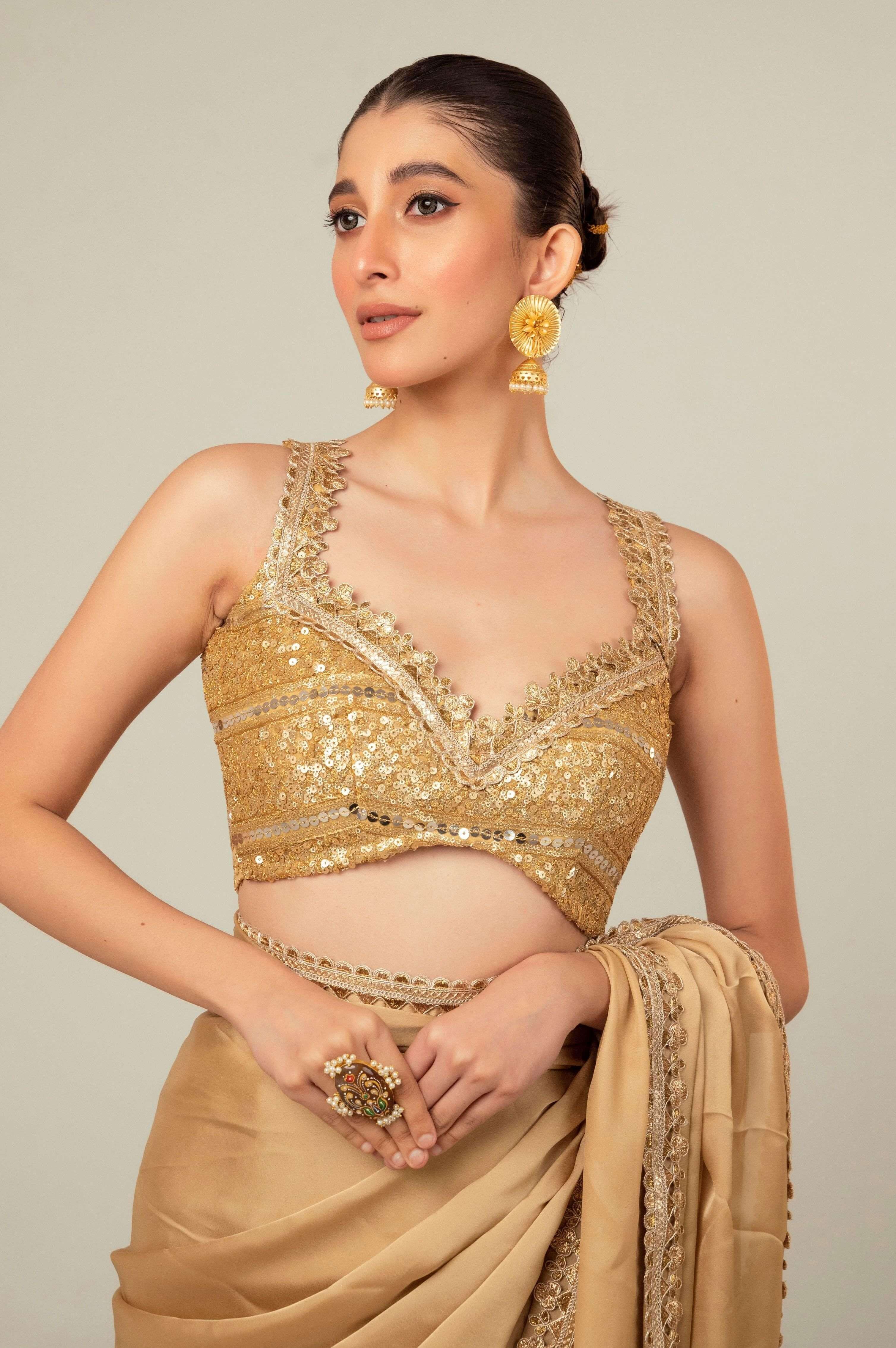 SEQUIN SPARK SAREE WITH LIME LIGHT BLOUSE.