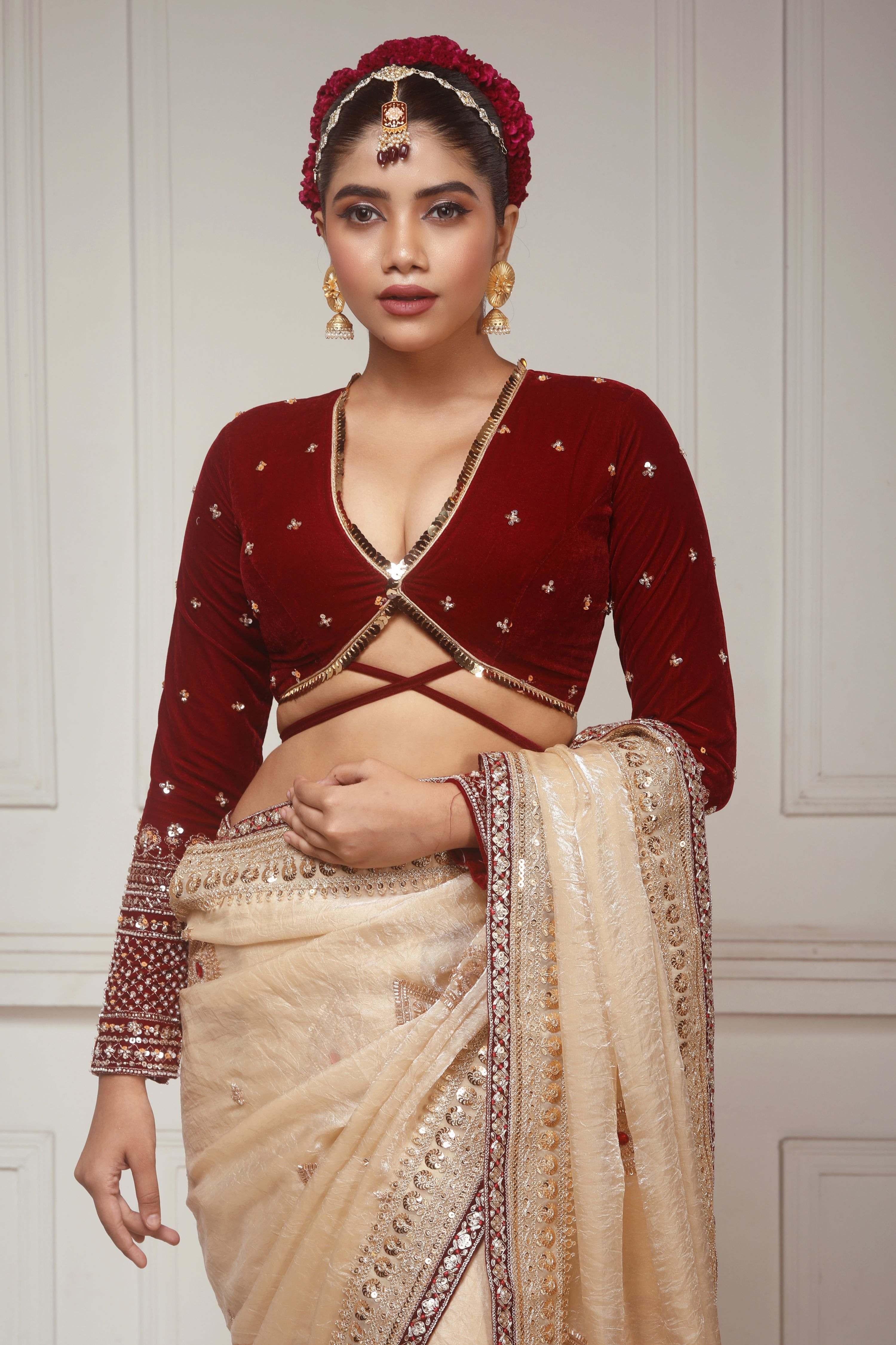 SHAHI SHRINGAR SAREE WITH GARNET GRANDEUR BLOUSE