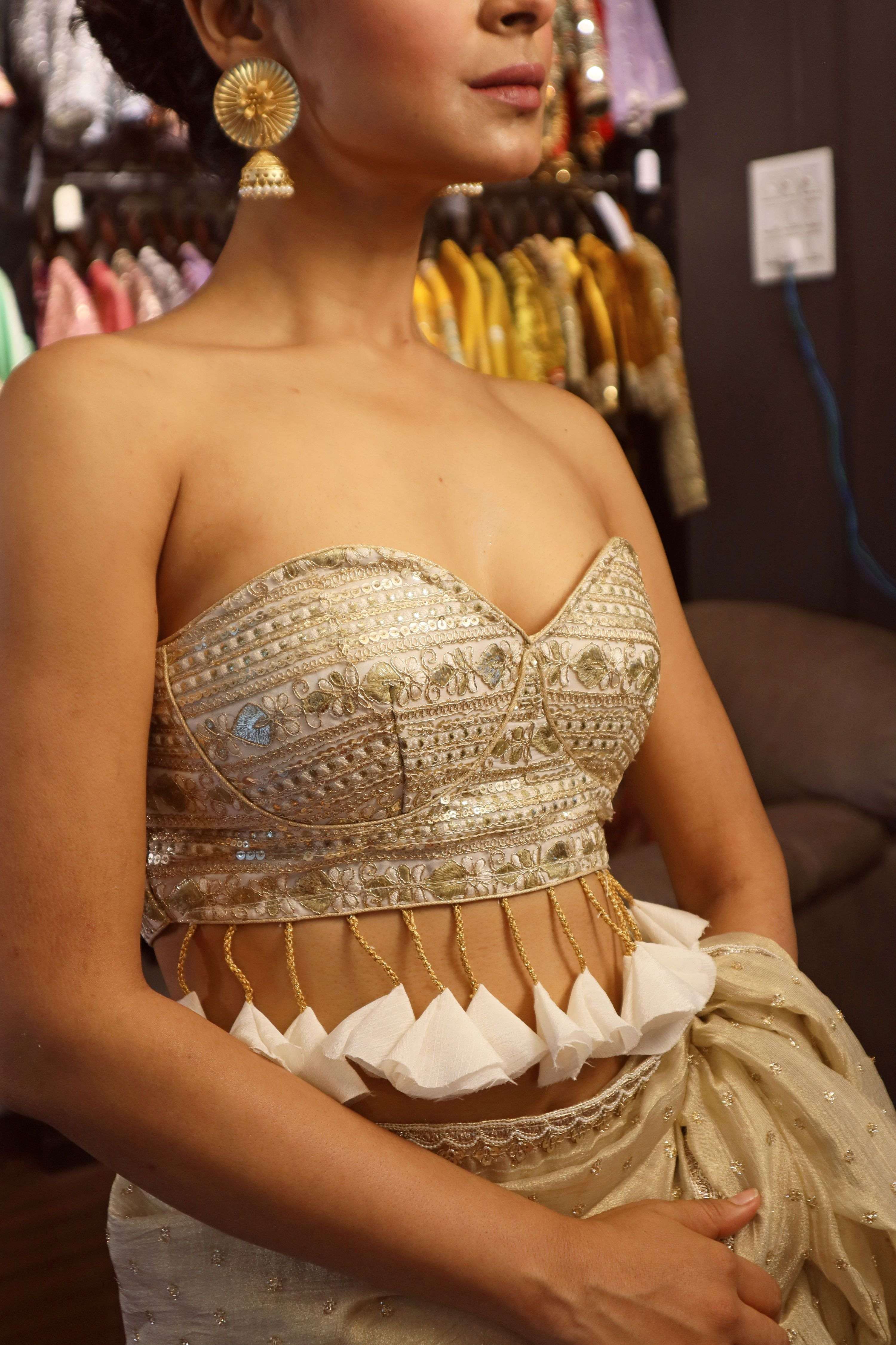 MIDAS MUSE SAREE WITH INTENSE IVORY CORSET BLOUSE