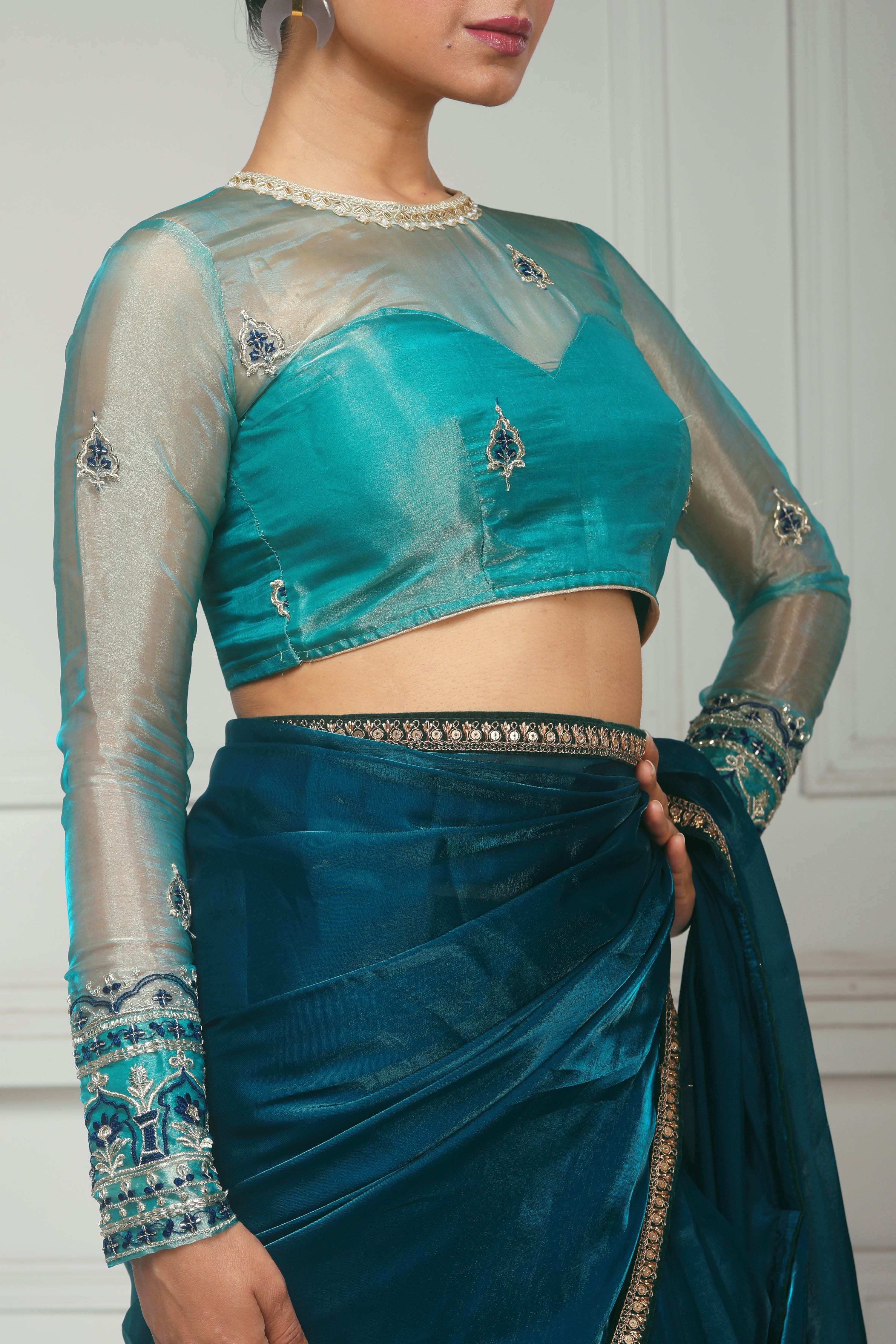 THE SAPPHIRE AFFAIR SAREE  WITH SAPPHIRE SHEESH BLOUSE
