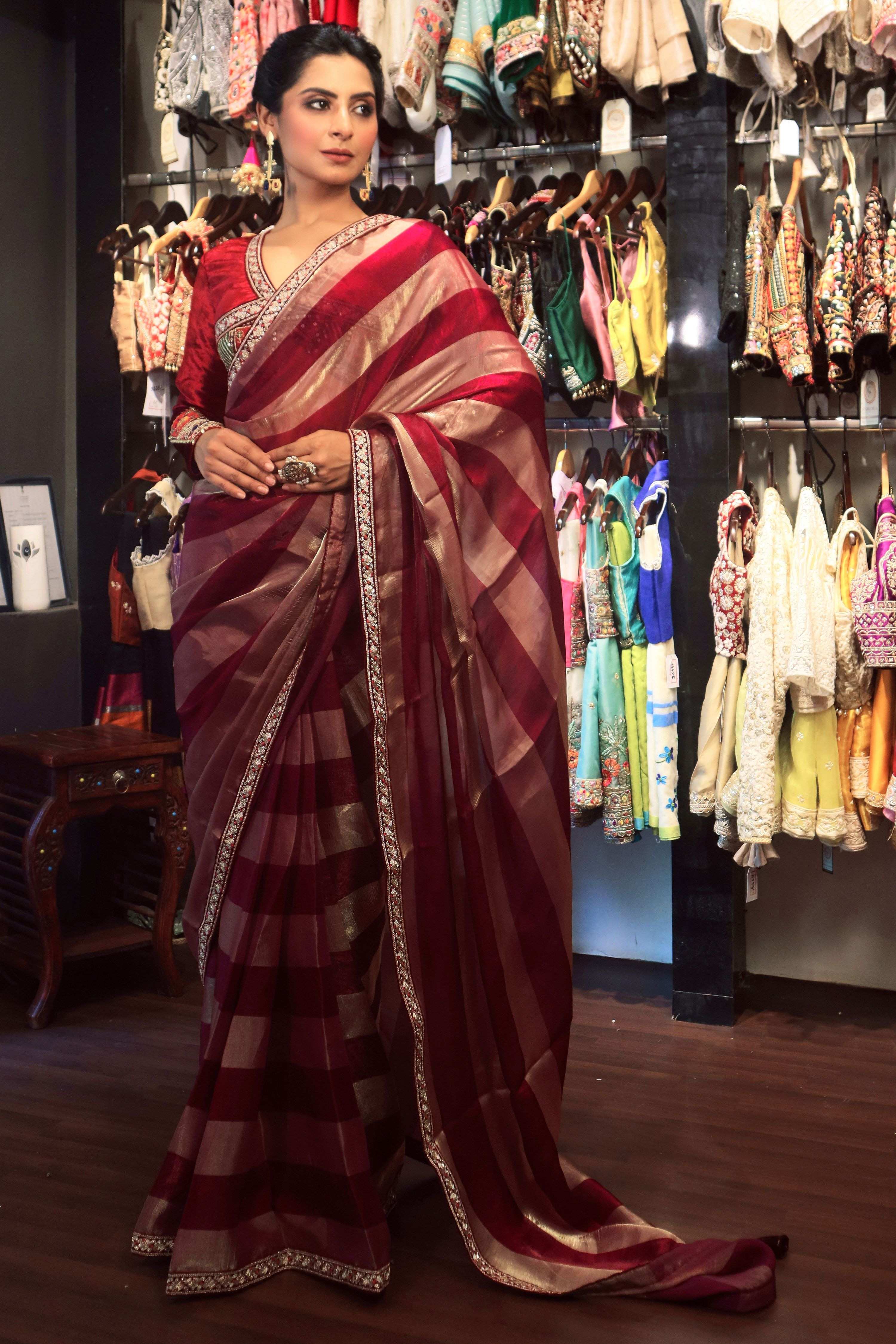 CHERRY CONTOUR SAREE WITH MONROE MANOR BLOUSE