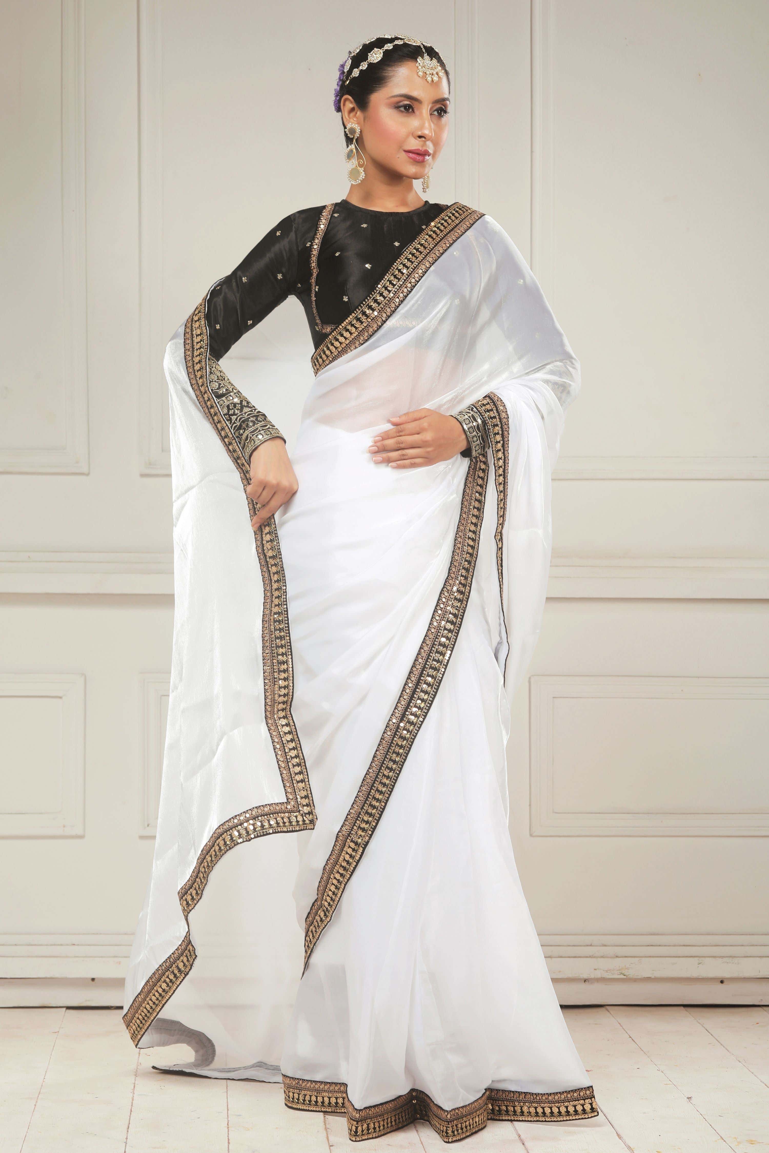 CHESS CHIC SAREE WITH TUX TRIBUTE BLOUSE