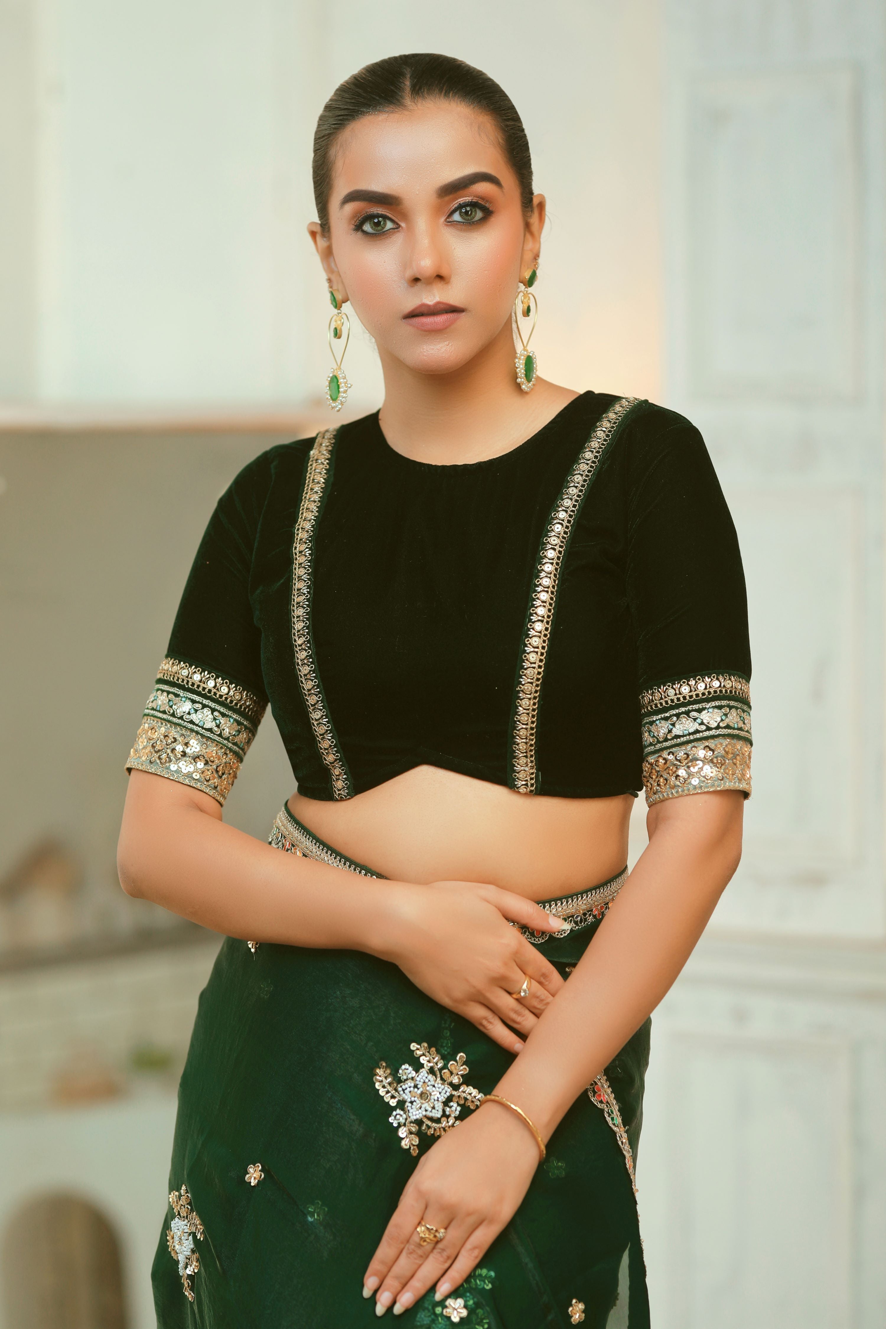 EMERALD ENCHANTE SAREE WITH BLITZ BEAUTY BLOUSE