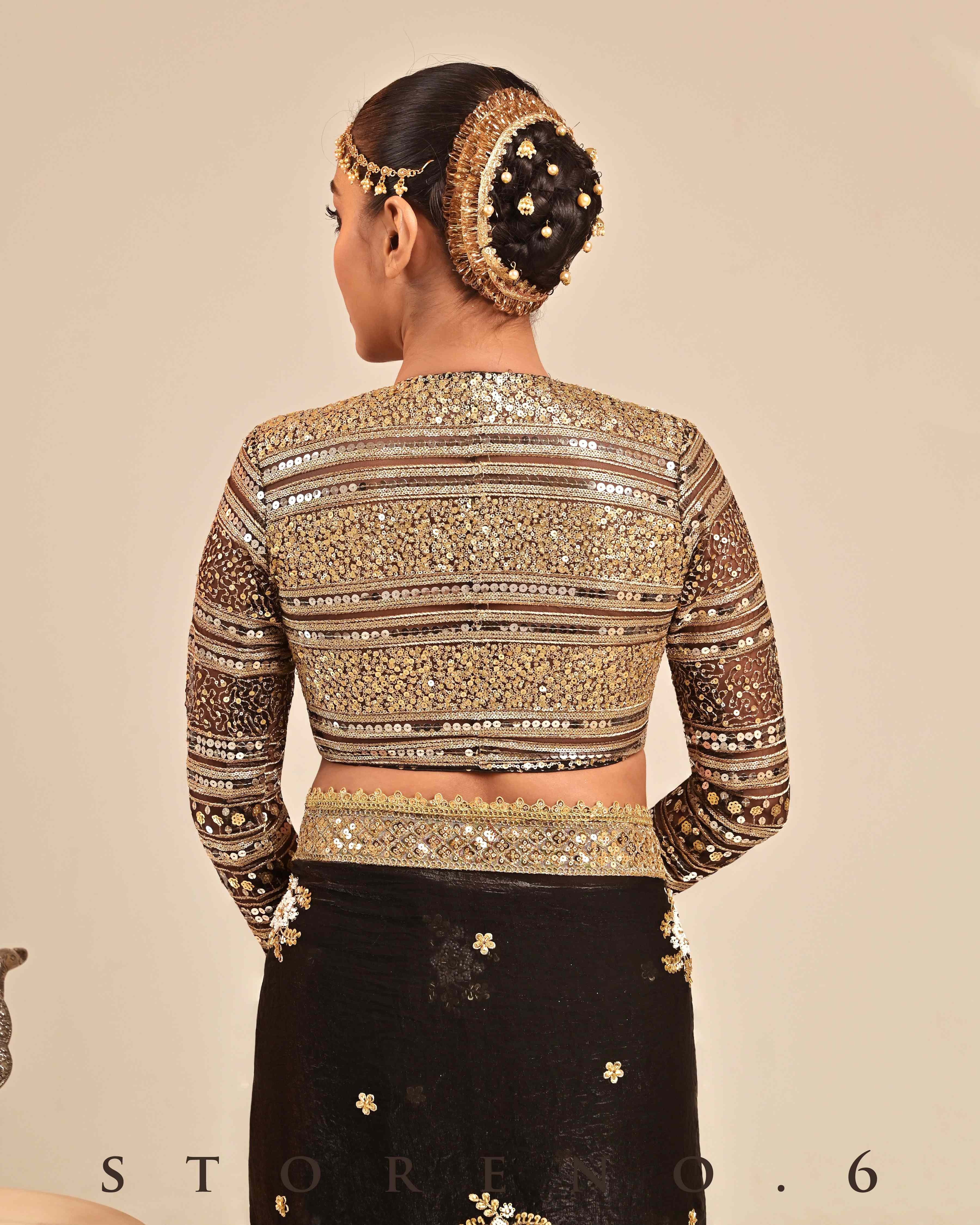 MIDNIGHT MIRACLE SAREE WITH RETRO RADIANCE BLOUSE