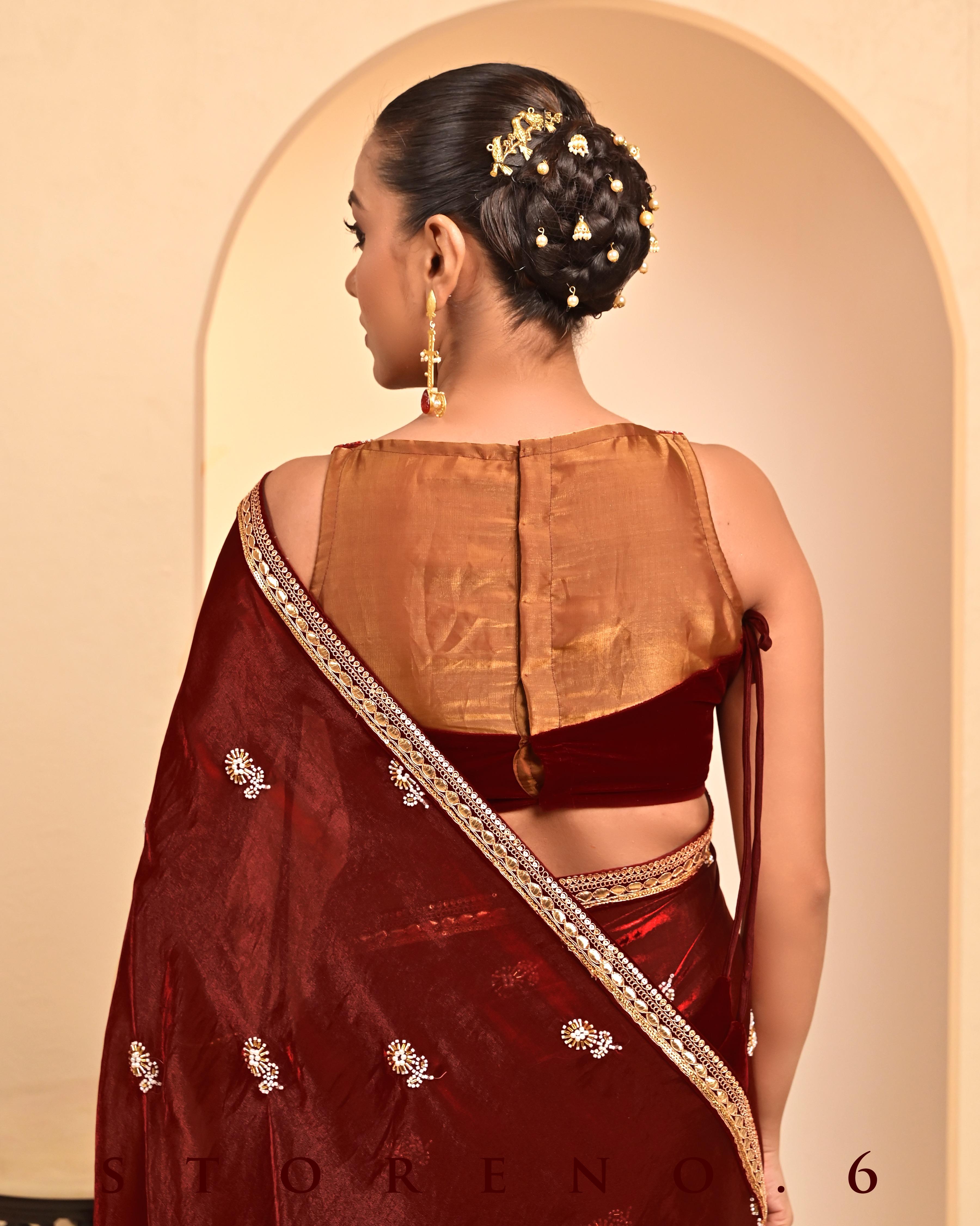 MAHOGANY MYSTERY SAREE WITH QUIRKY QUEST BLOUSE
