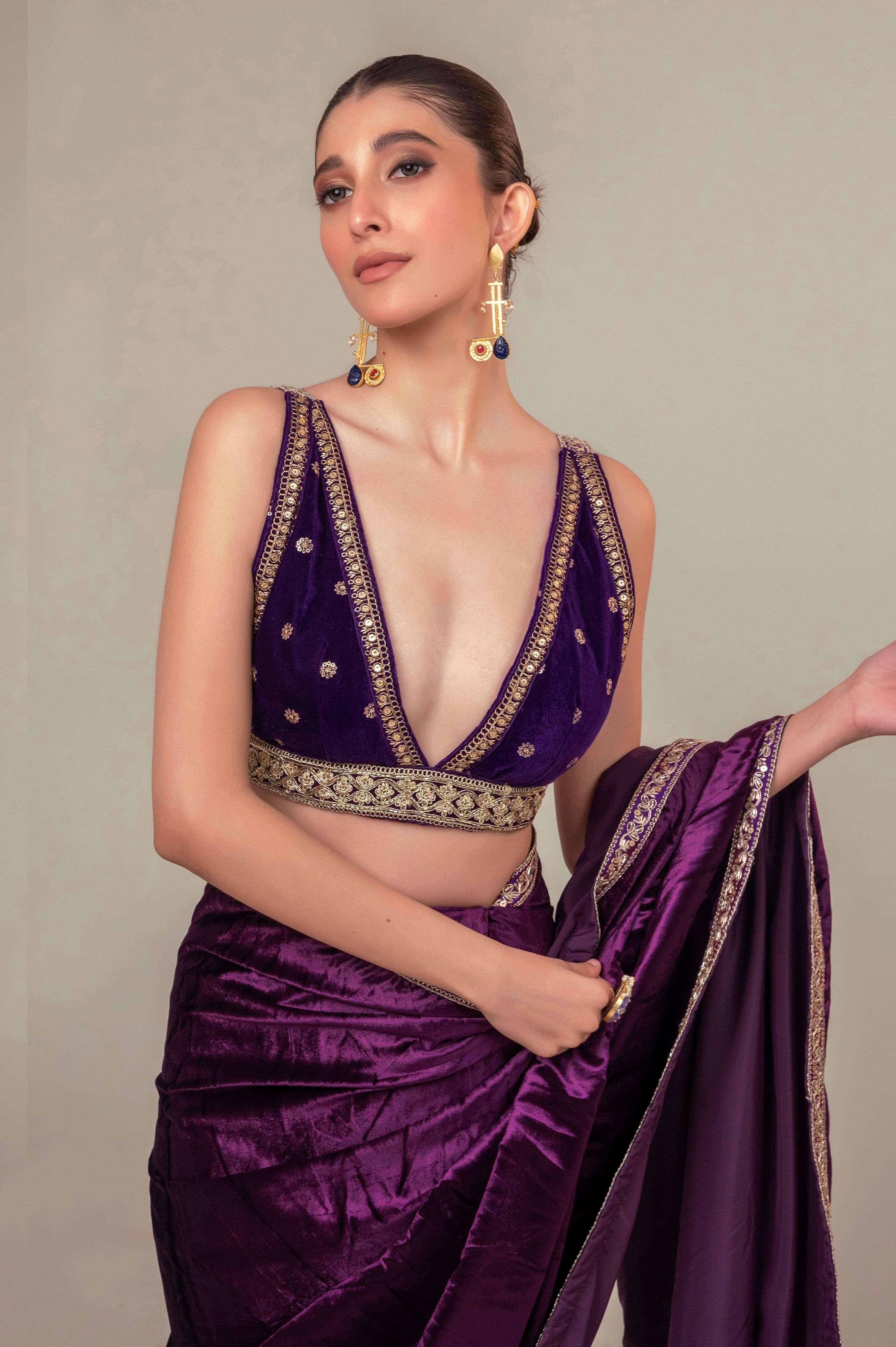 POP PALETTE SAREE WITH BERRY BLINK BLOUSE.
