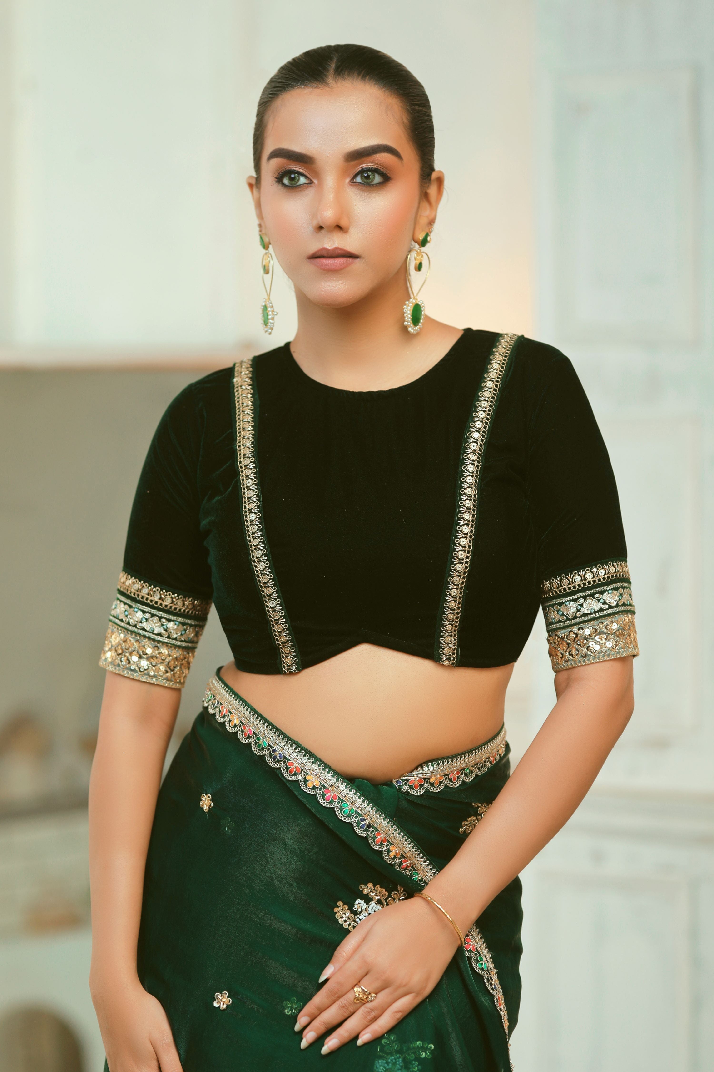 EMERALD ENCHANTE SAREE WITH BLITZ BEAUTY BLOUSE