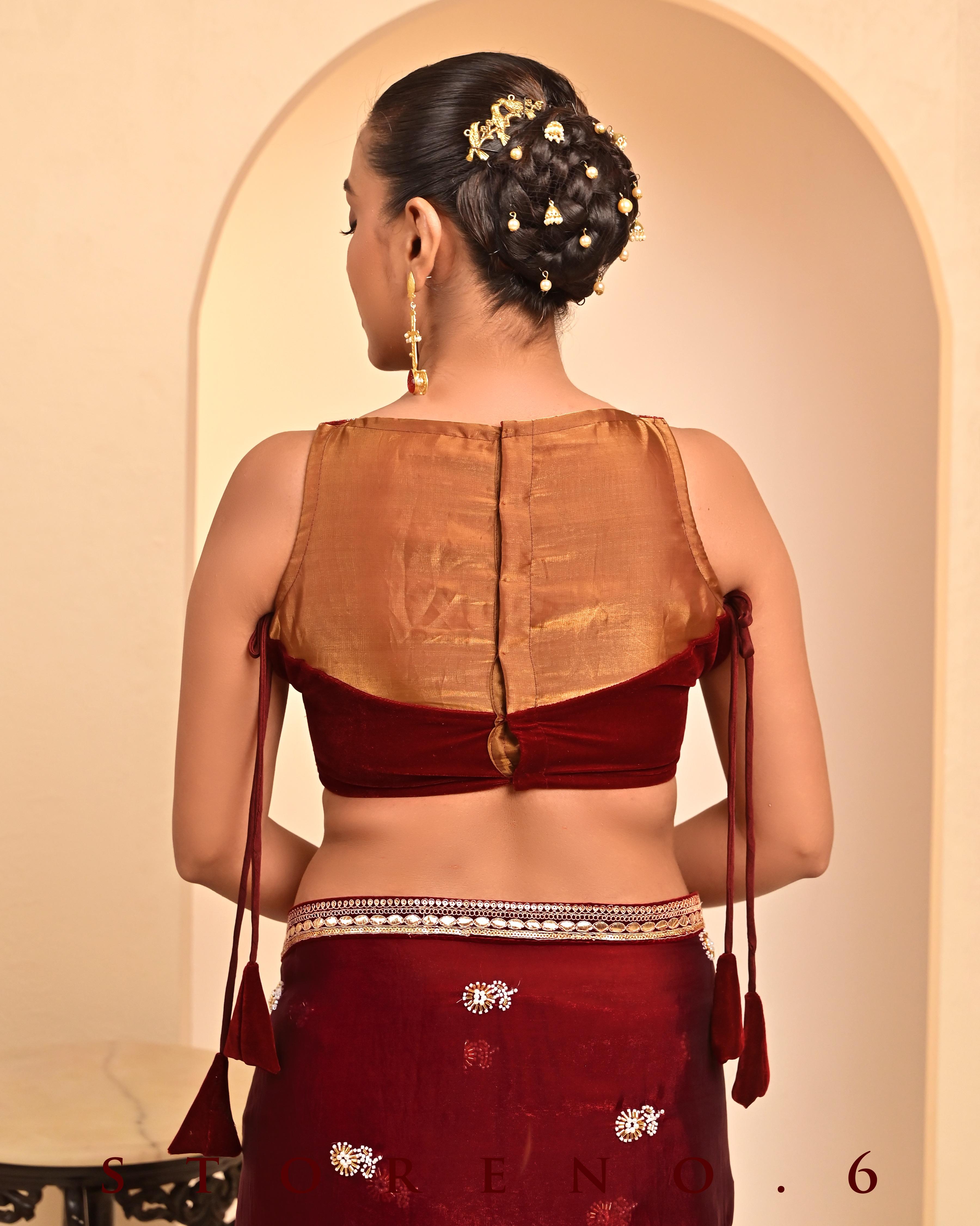MAHOGANY MYSTERY SAREE WITH QUIRKY QUEST BLOUSE