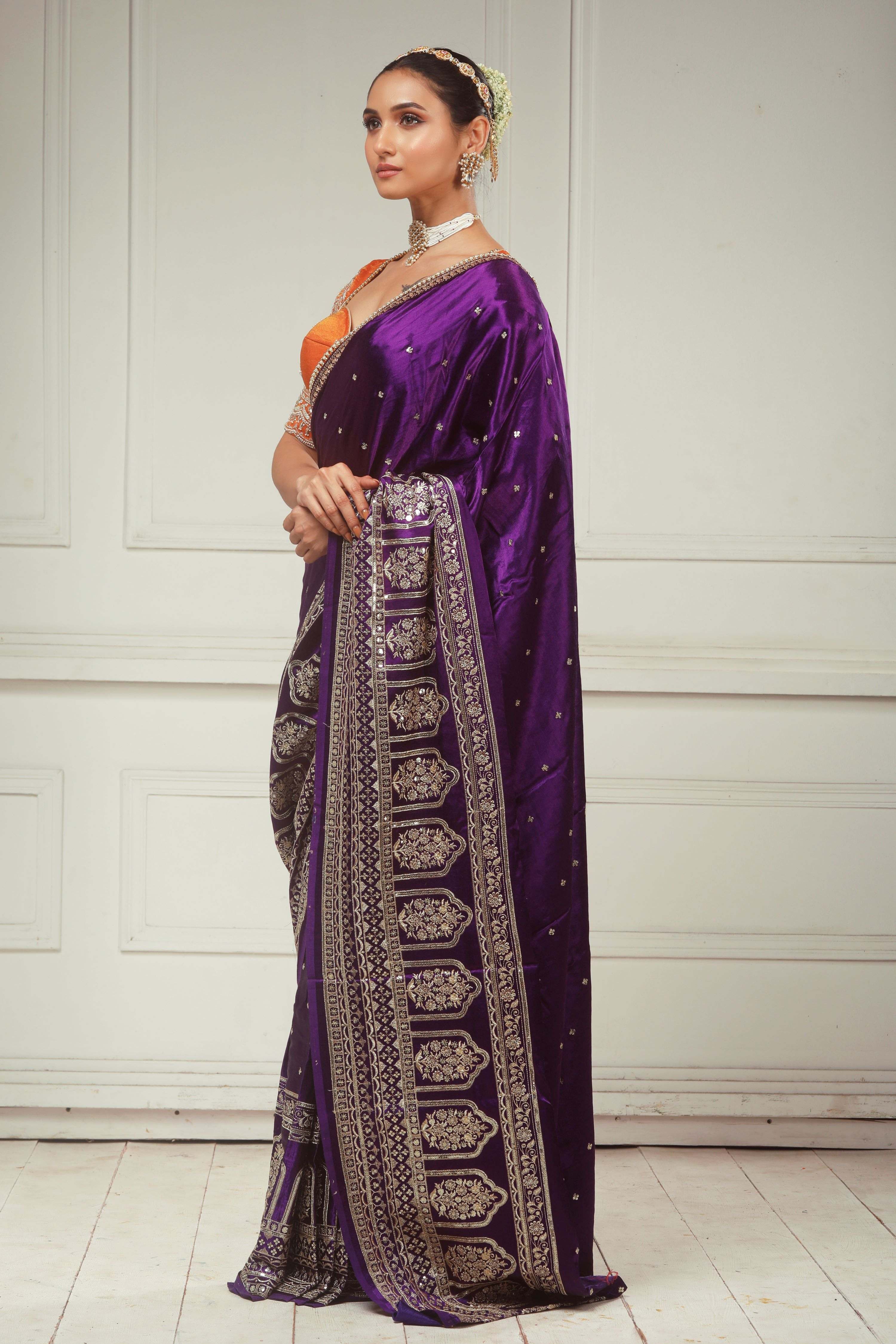 TIMELESS TEMPTATION SAREE WITH SAFFRON SYMPHONY BLOUSE