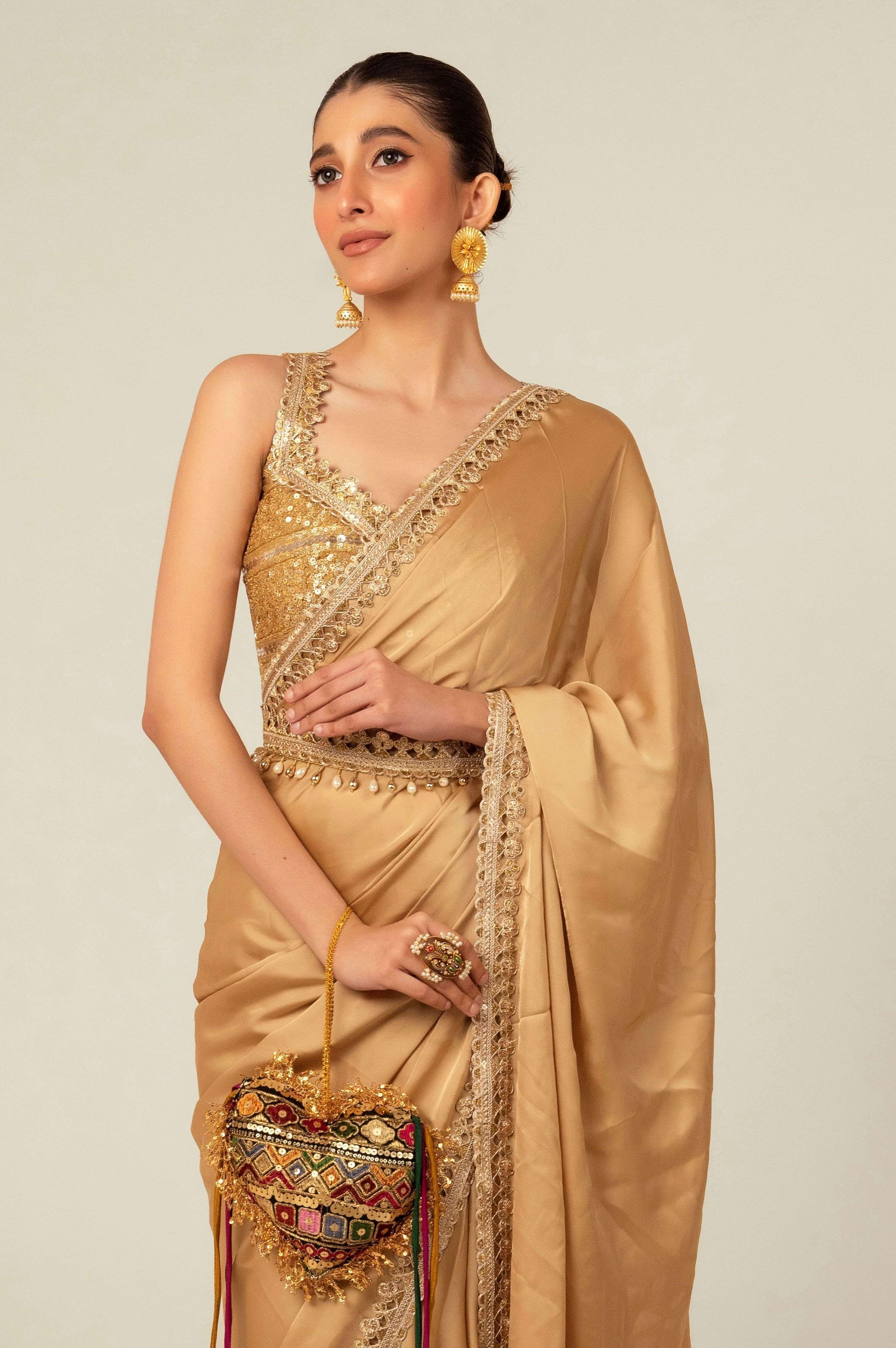 SEQUIN SPARK SAREE WITH LIME LIGHT BLOUSE.