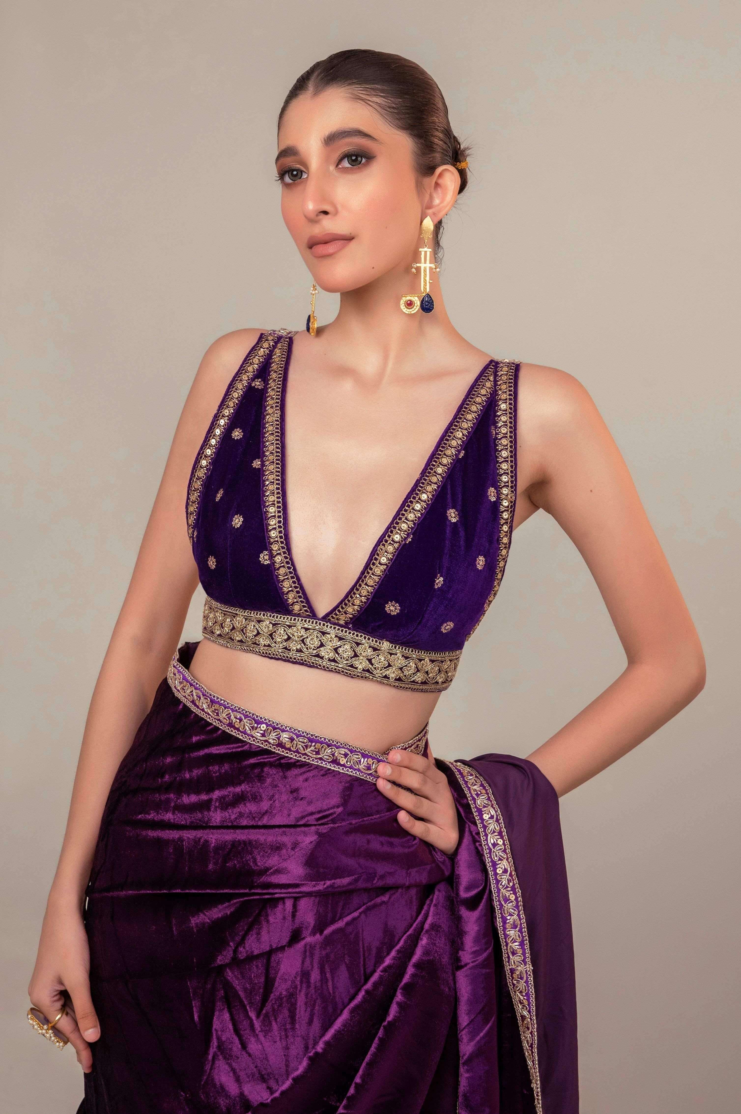 POP PALETTE SAREE WITH BERRY BLINK BLOUSE.
