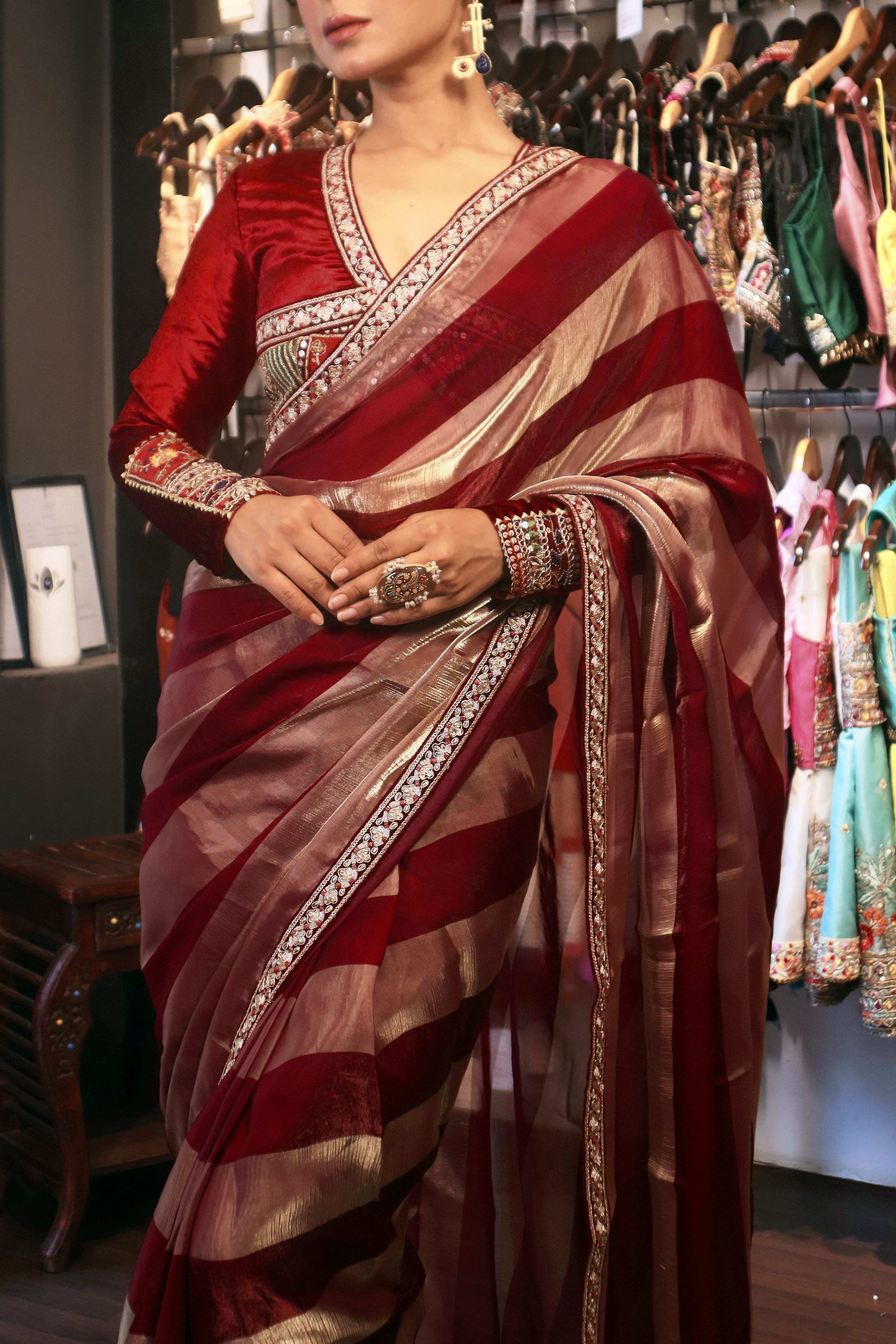 CHERRY CONTOUR SAREE WITH MONROE MANOR BLOUSE