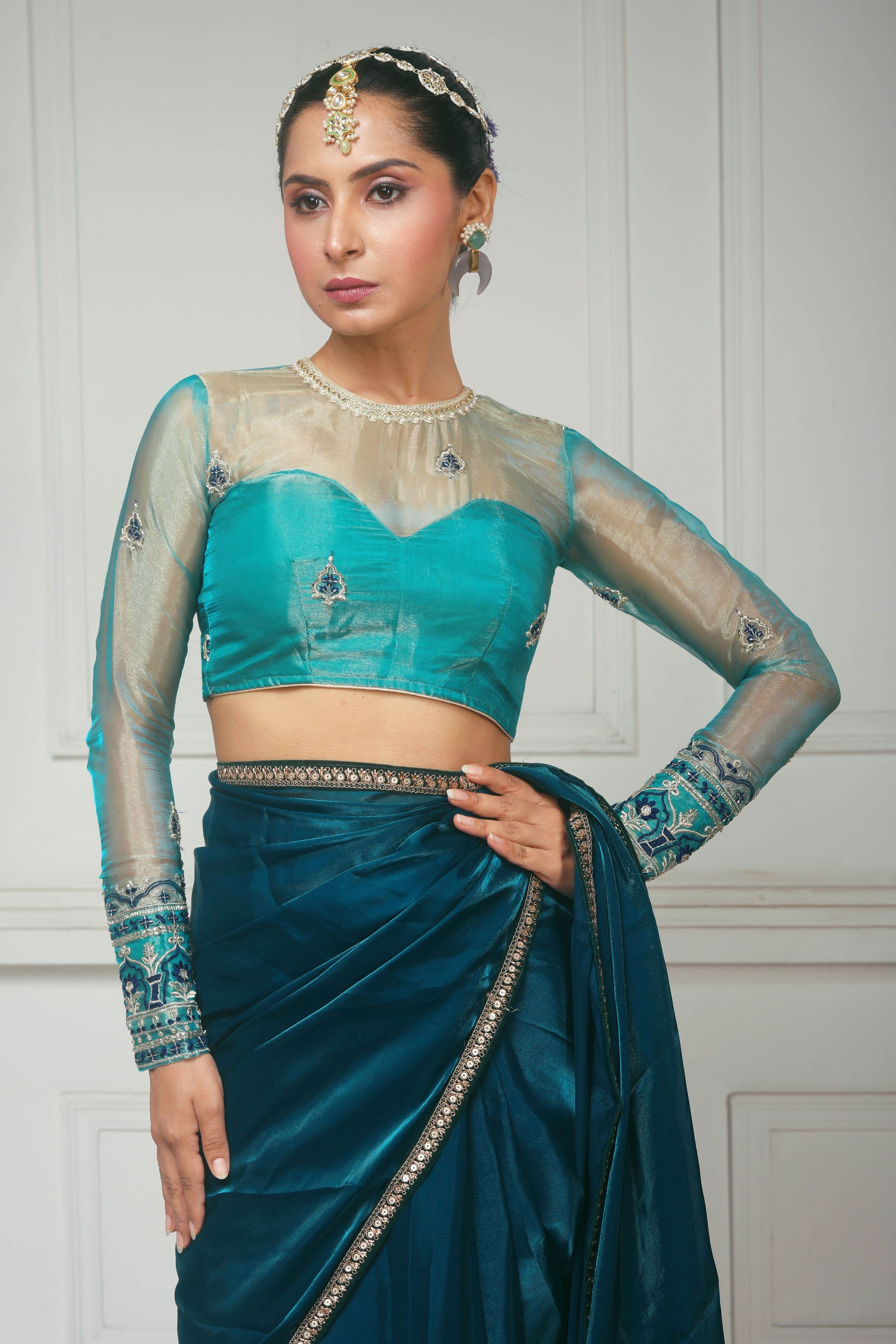 THE SAPPHIRE AFFAIR SAREE  WITH SAPPHIRE SHEESH BLOUSE