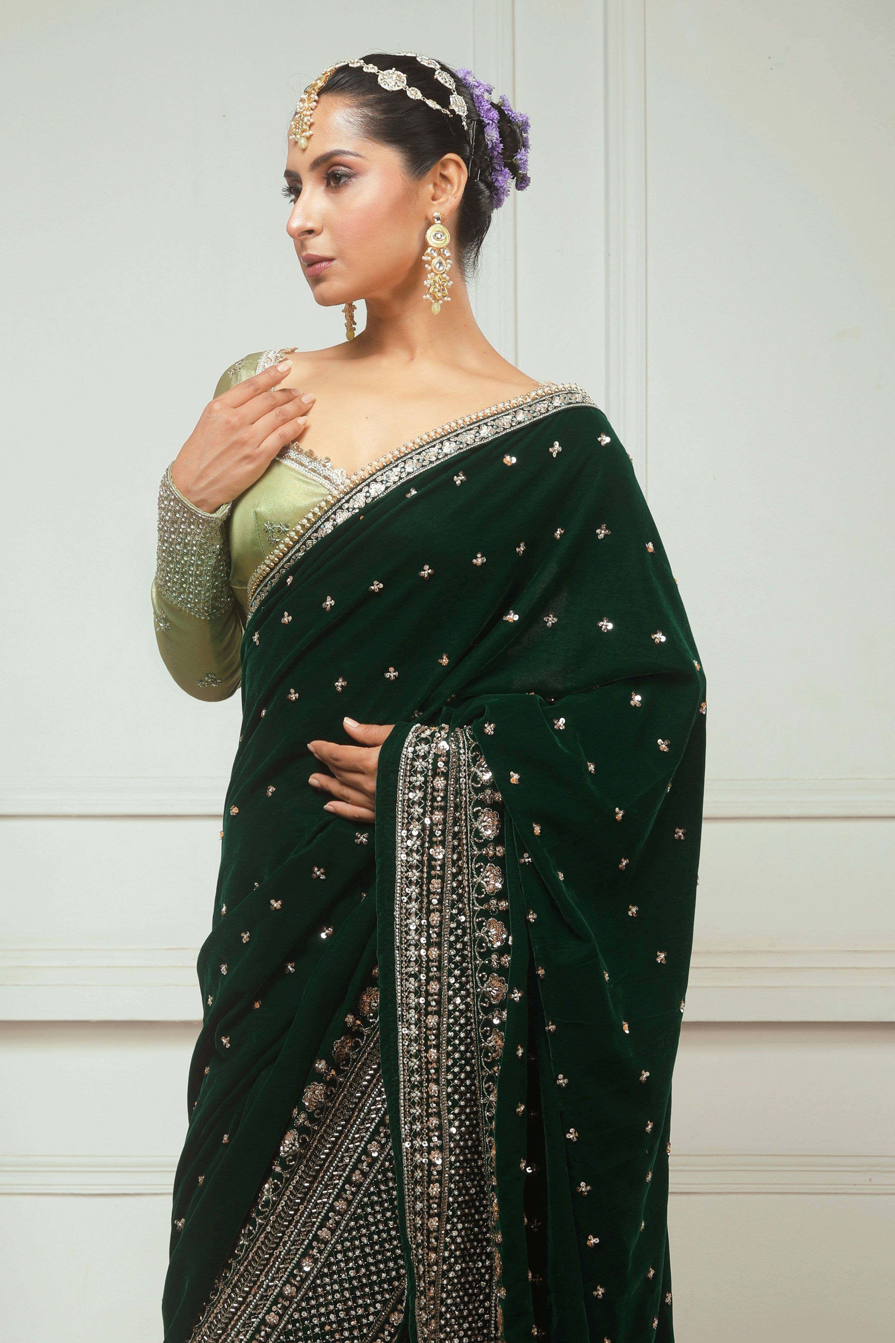 GARDEN GRANDEUR SAREE WITH SAGE FANTASY BLOUSE